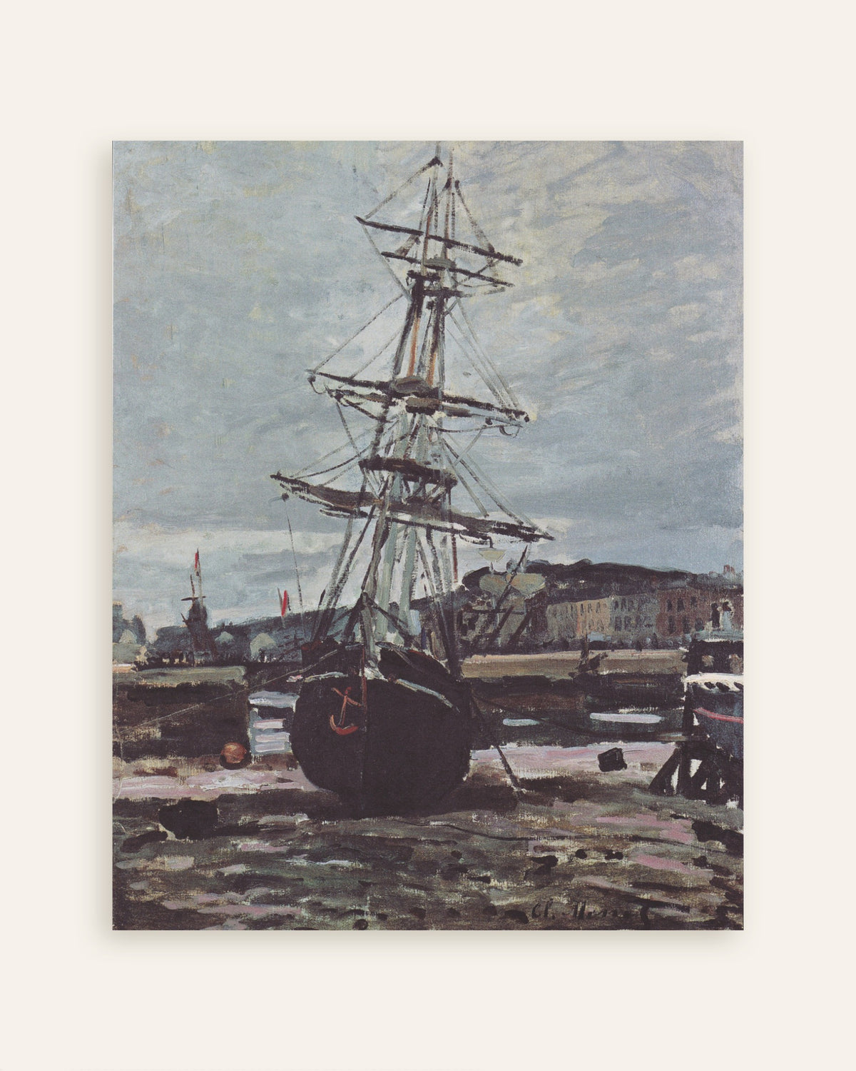 Poster of Boat Aground at Fécamp (1868) by Claude Monet, thumbnail