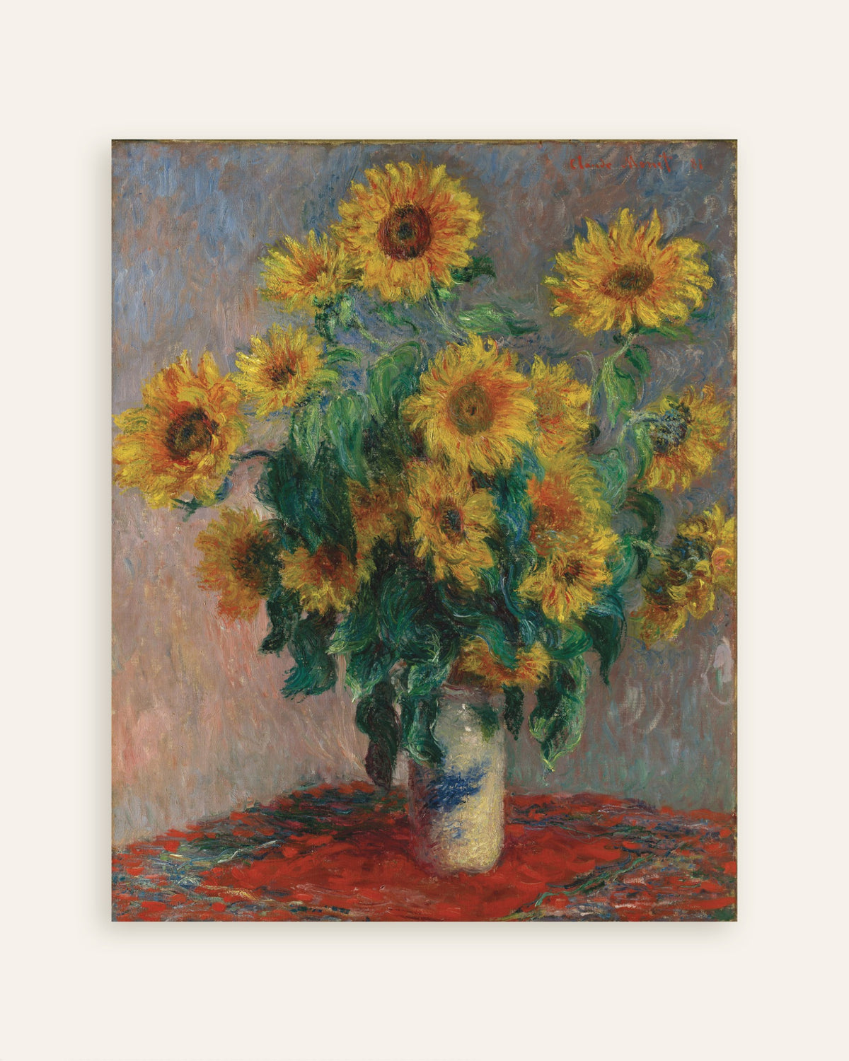 Plakat Bukett med solsikker (1881) av Claude Monet, miniatyr