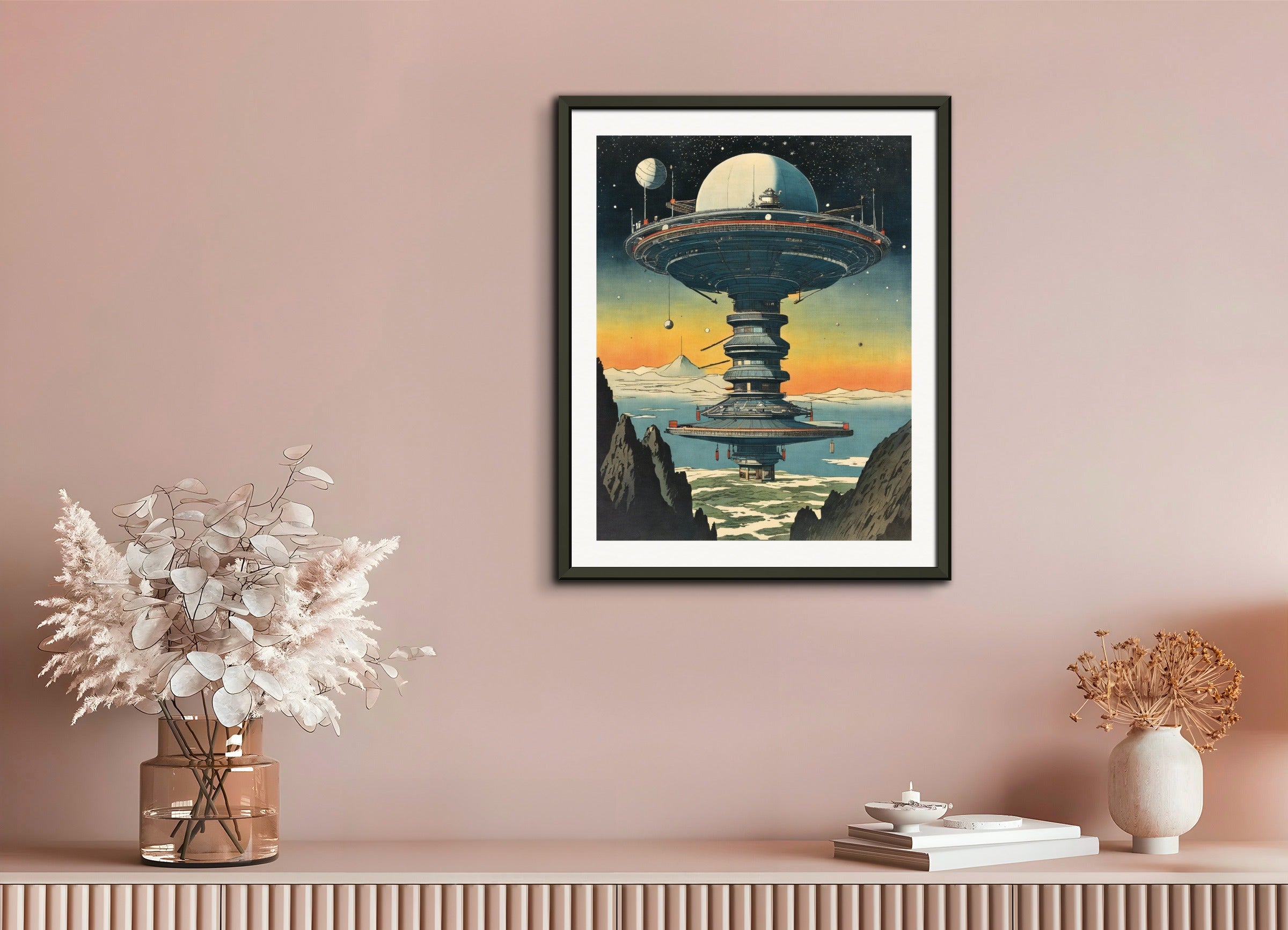 Poster with metal frame: Hiroshige, Space station