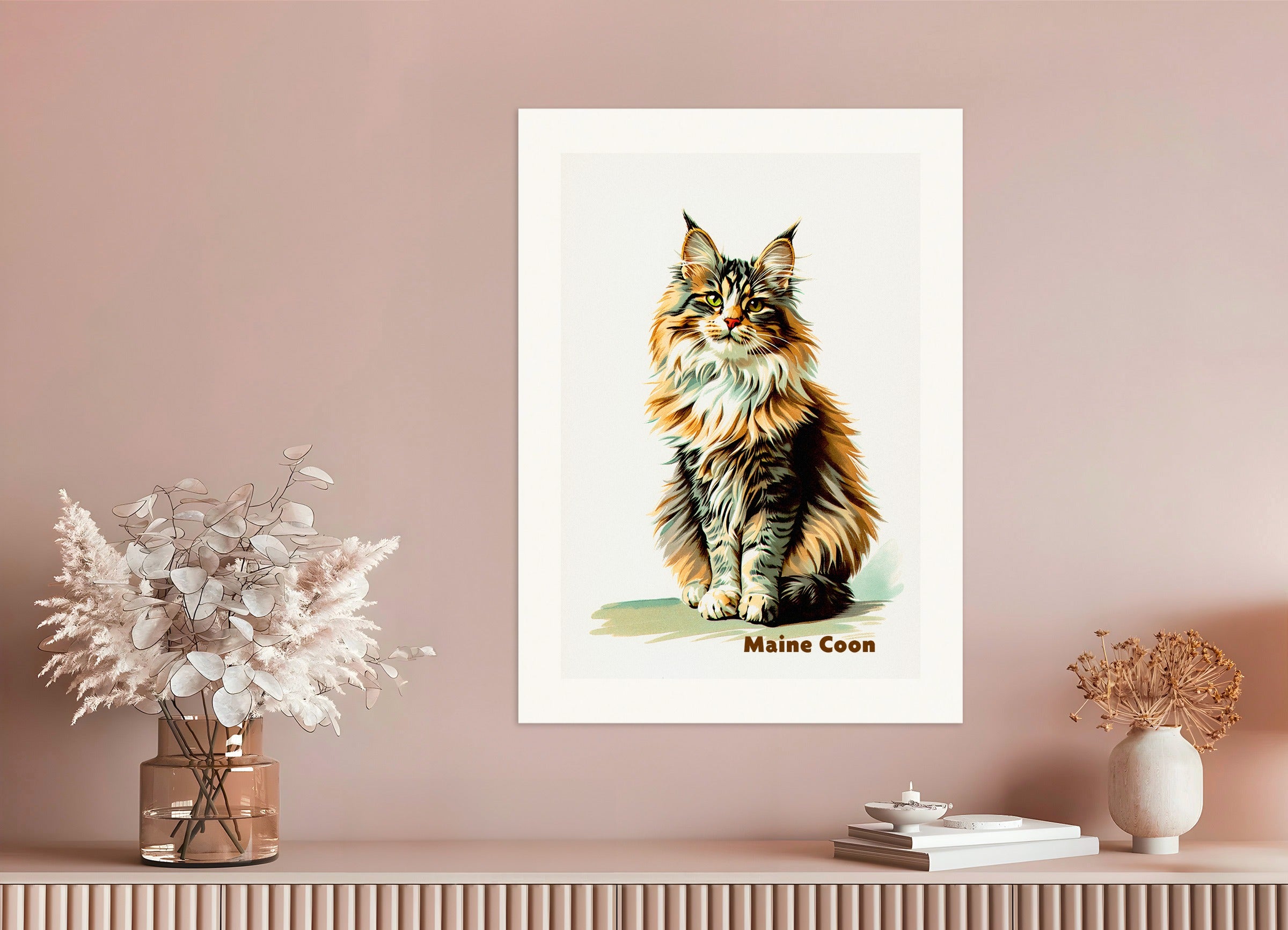 Poster: Maine Coon Cat 02 - vintage art, none