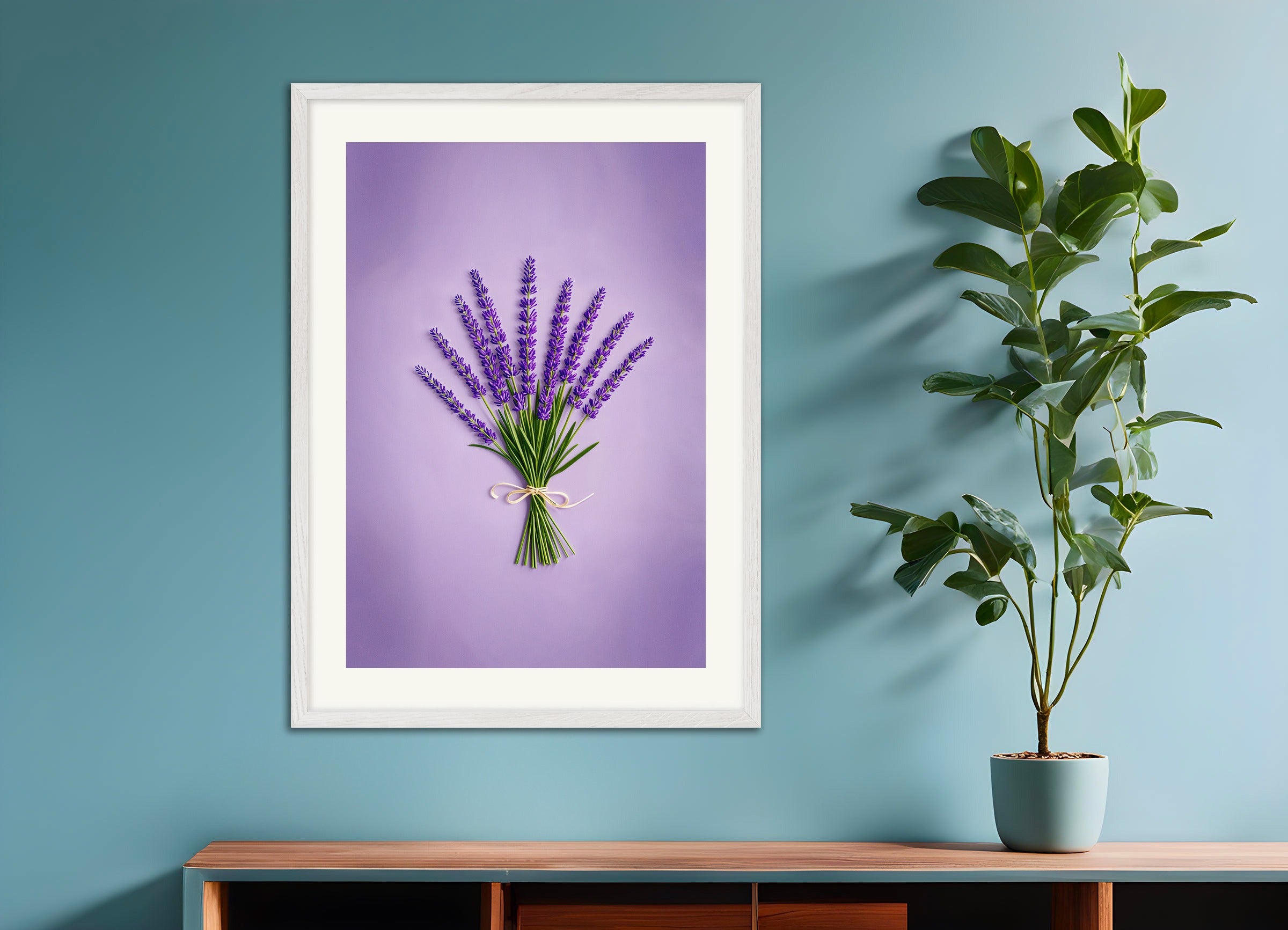 Poster with white wood frame: Lavender from Provence