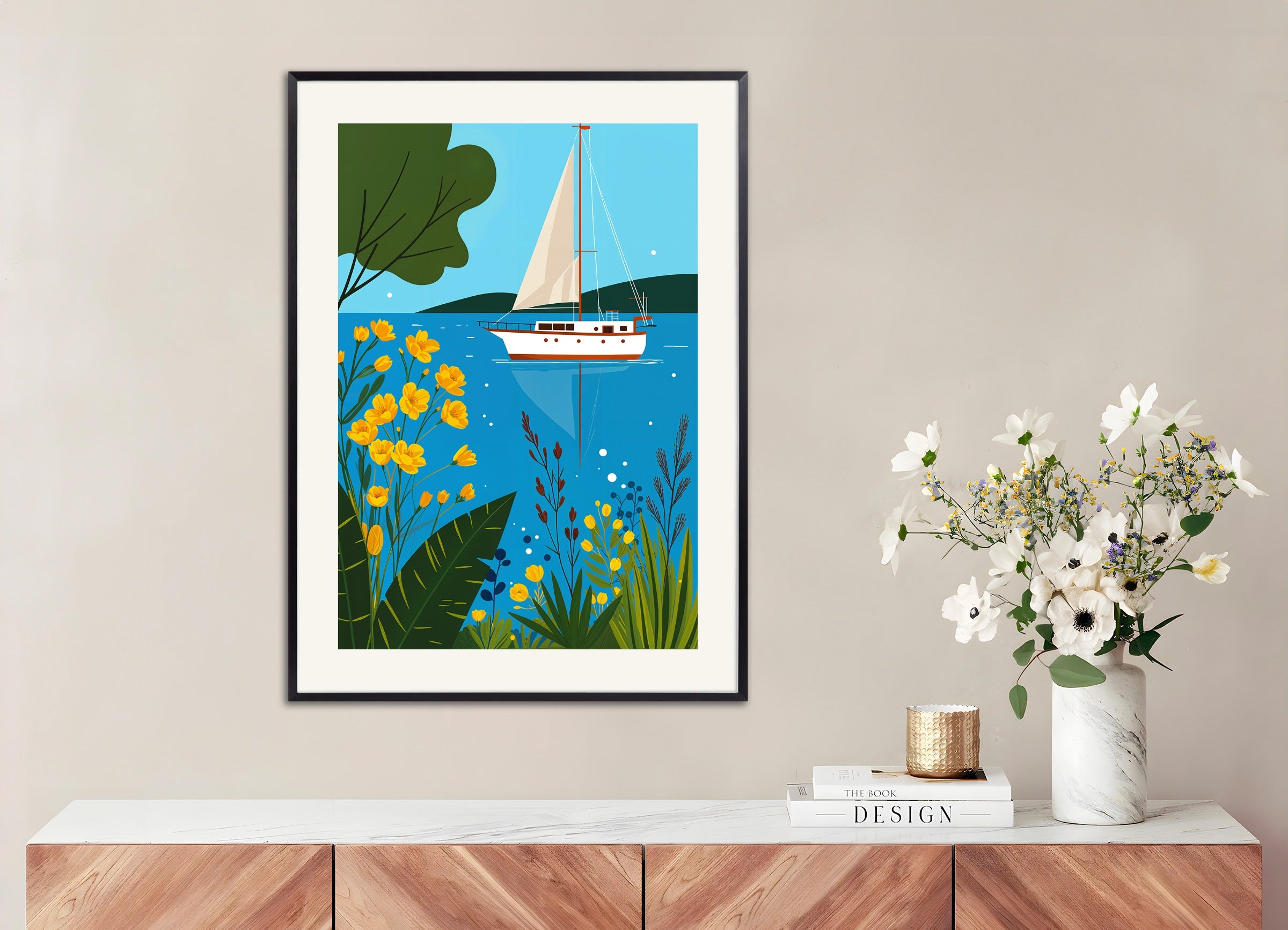 Poster with metal frame: Sailing boat