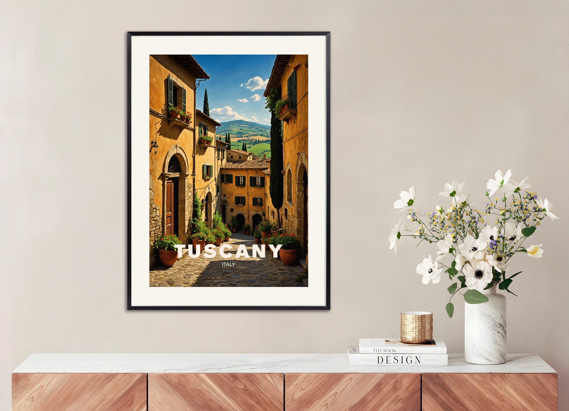 Poster with metal frame: Vineyard in Tuscany