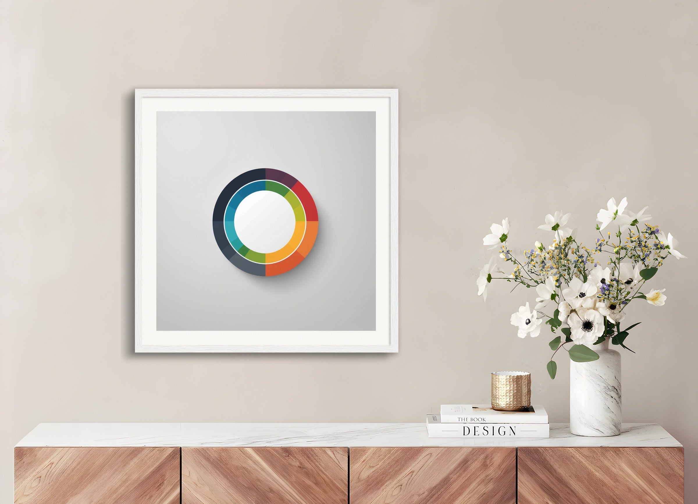 Poster with wood frame: Minimalism art, circles