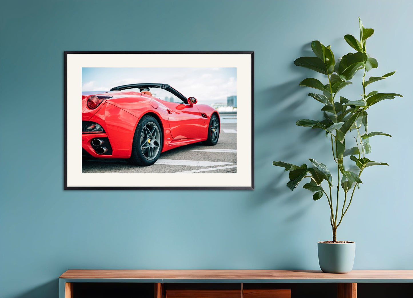 Poster of Car poster, Ferrari, with metal frame