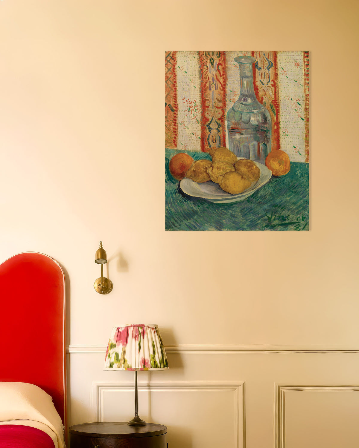 Poster av Karaffel og fat med sitrusfrukter (1887) av Vincent van Gogh
