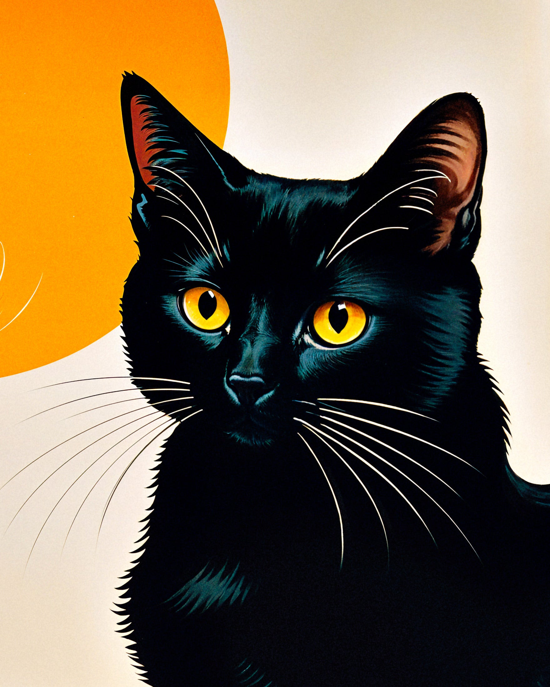 Gato preto e café, vintage japonês - Poster