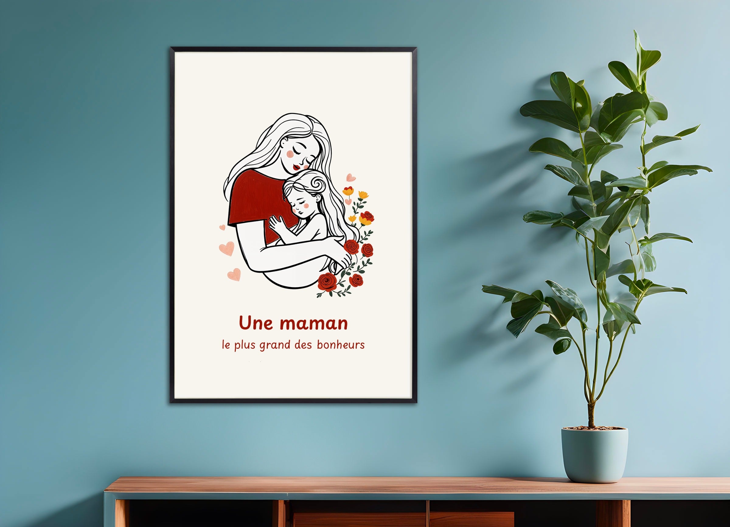 Poster with metal frame: Mother's Day gift, a mother, the greatest happiness