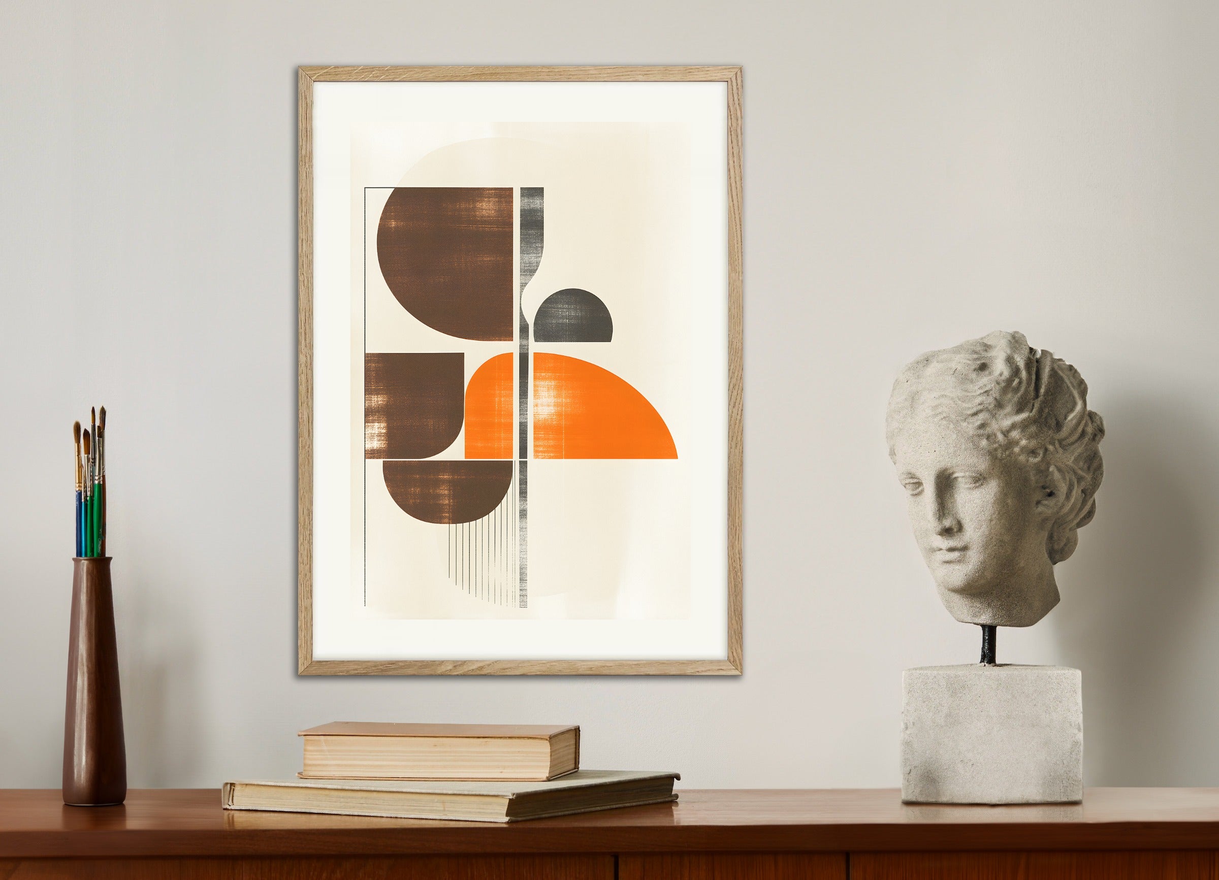 Poster with natural wood frame: Abstract patterns 02