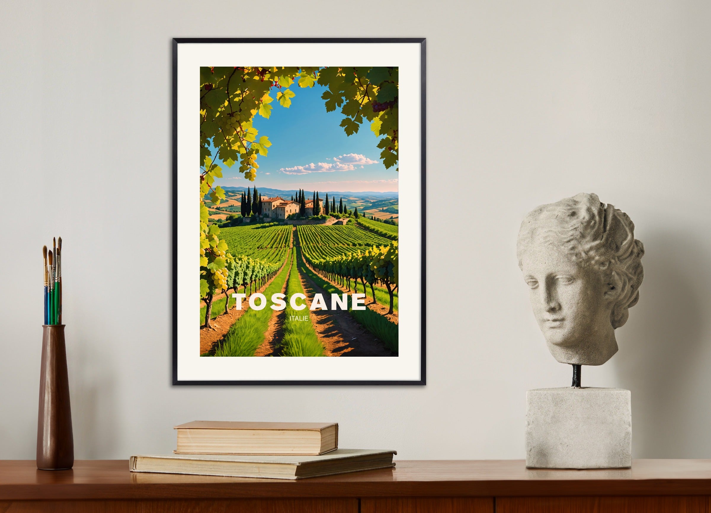 Poster with metal frame: Vineyard in Tuscany