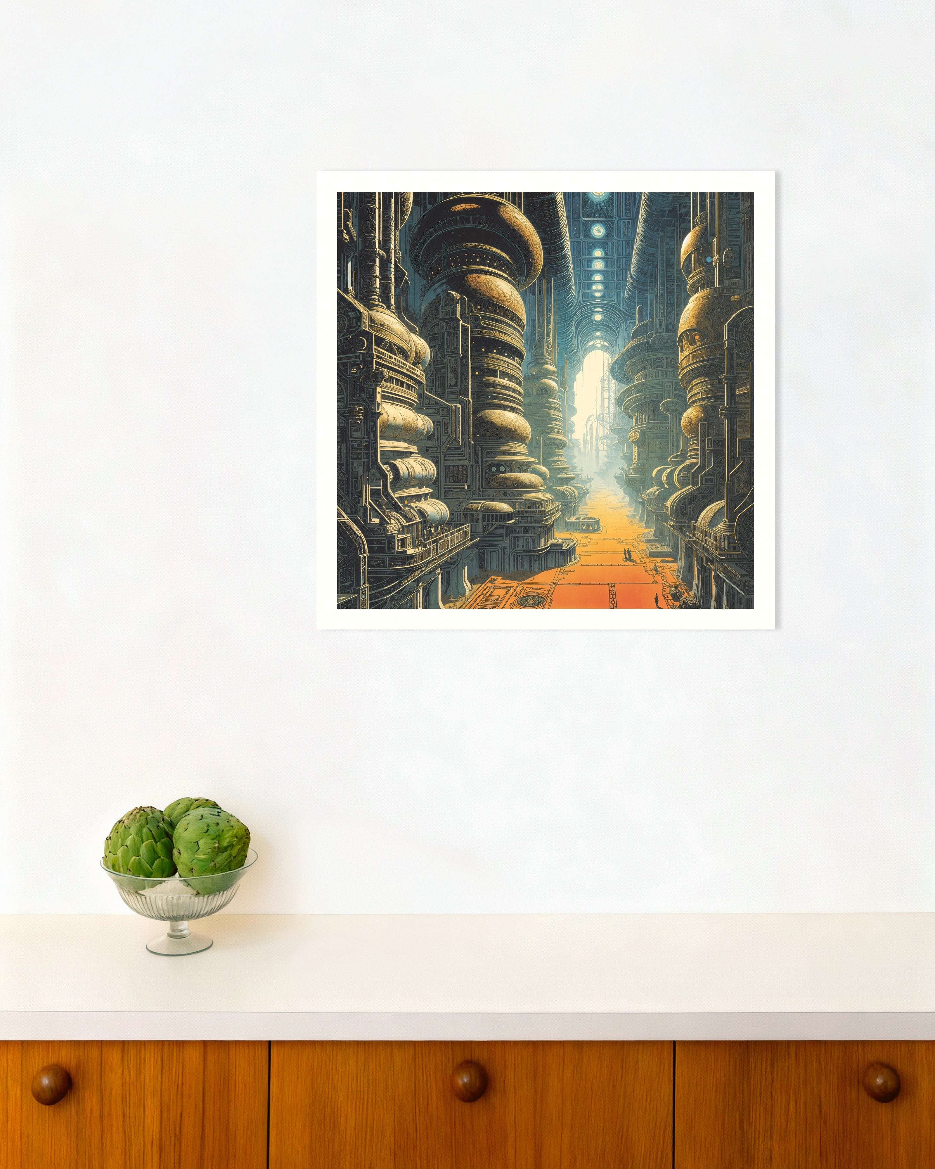 Poster of Celestial Factory - Futuristic Industrial Cathedral