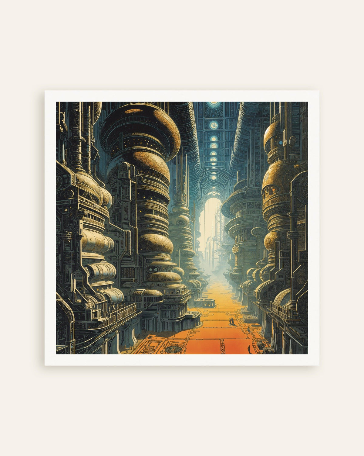 Celestial Factory Poster - Futuristic Industrial Art | Posterscape