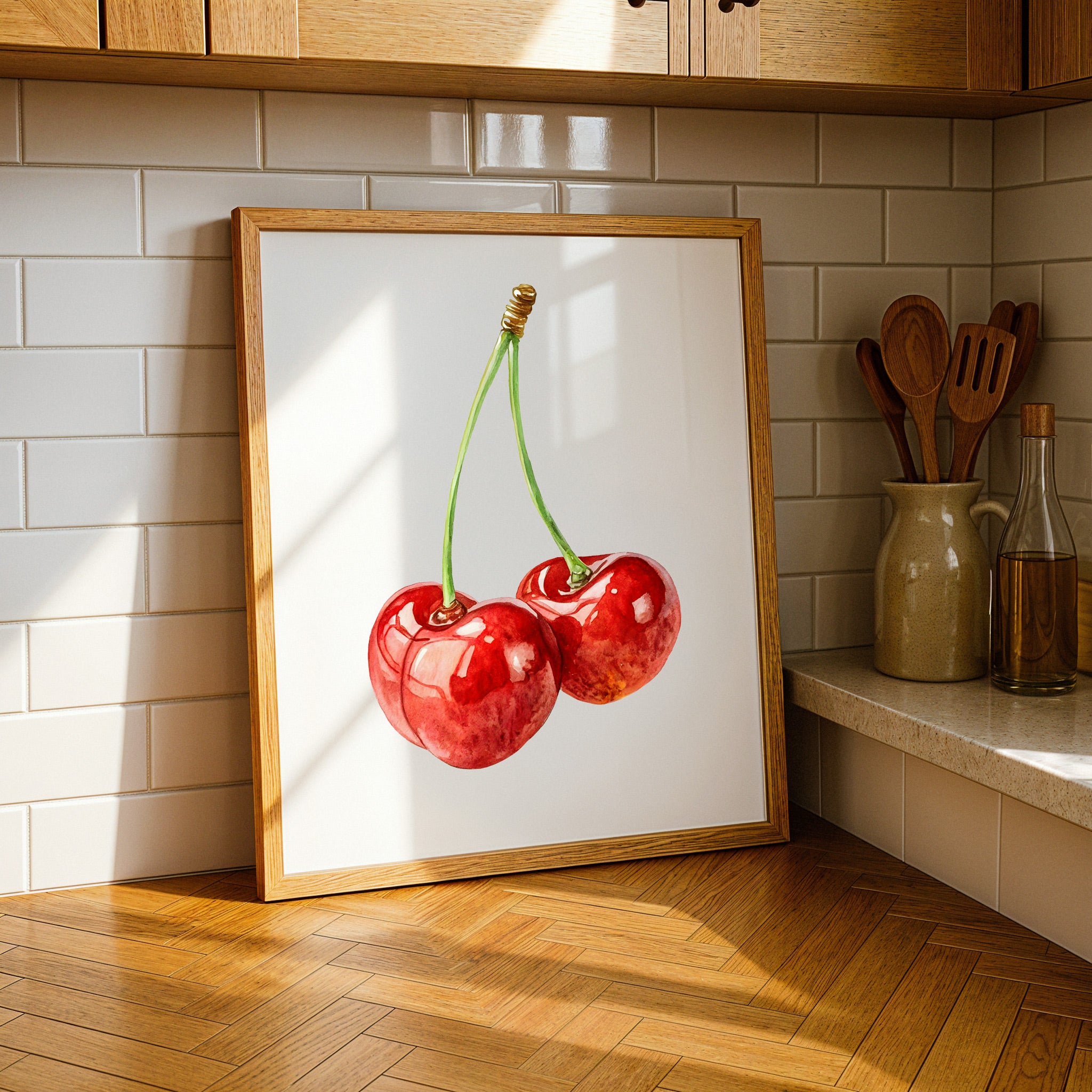 Watercolor Cherry Art Print – Fruit Wall Decor Poster