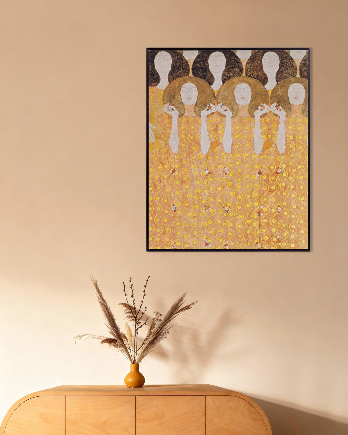 Plakat Paradisets englekor, Beethovenfrisen (1902) av Gustav Klimt med metallramme