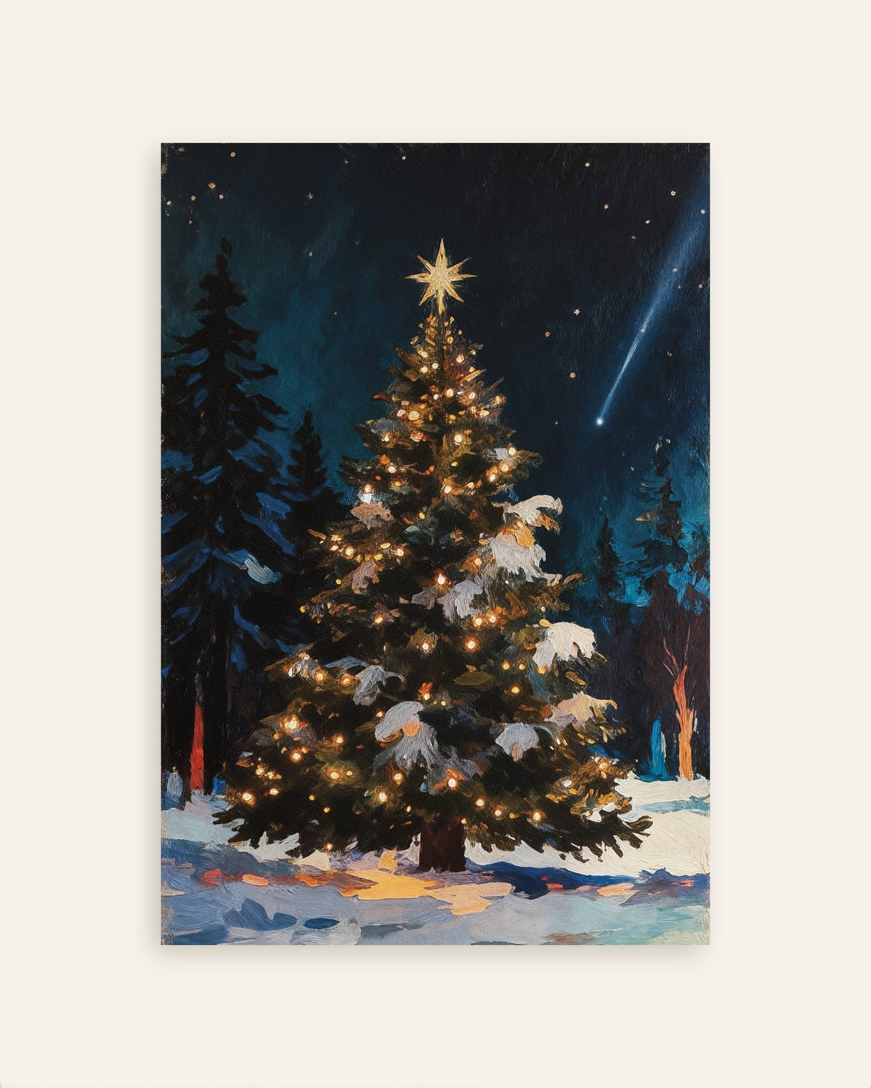 Poster of Christmas tree in the forest wall art print, thumbnail