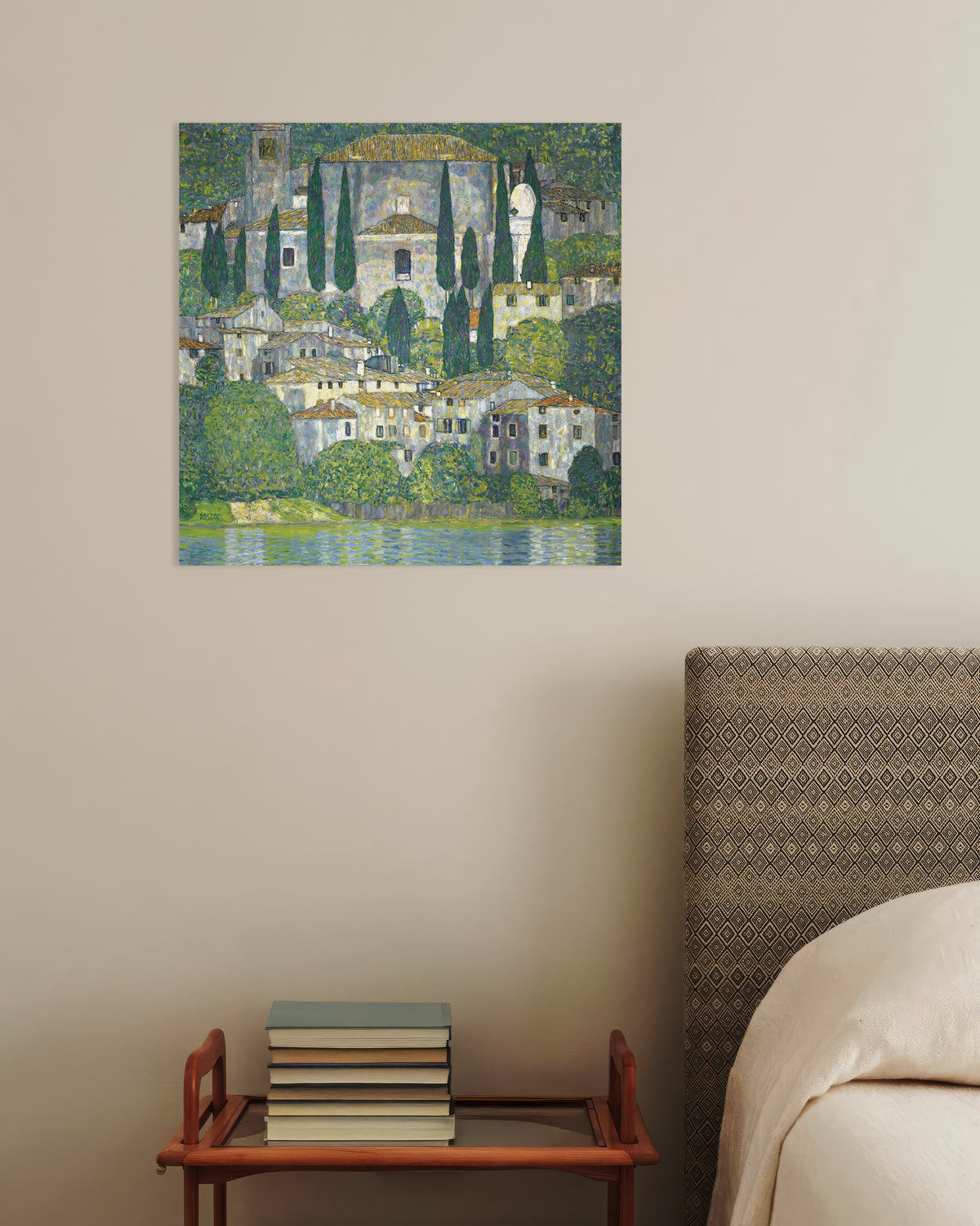 Plakat Kirke i Cassone (Landskap med sypresser) (1913) av Gustav Klimt