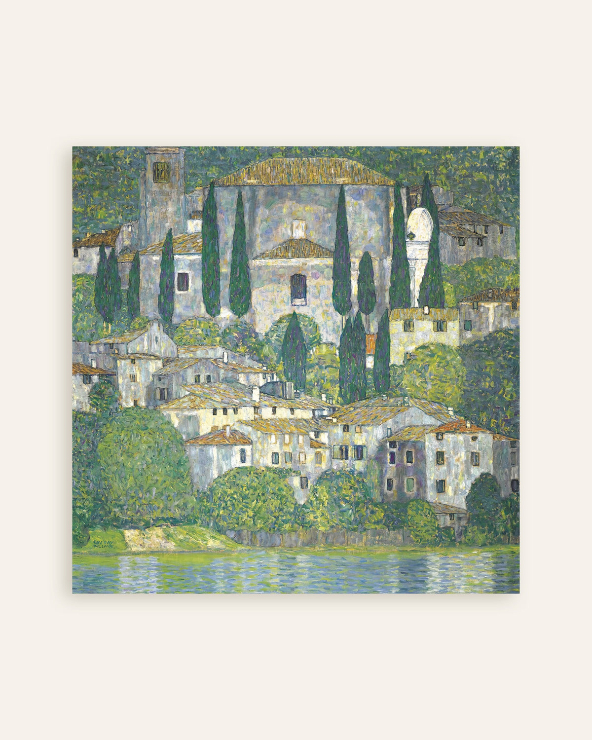 Plakat Kirke i Cassone (Landskap med sypresser) (1913) av Gustav Klimt, miniatyr