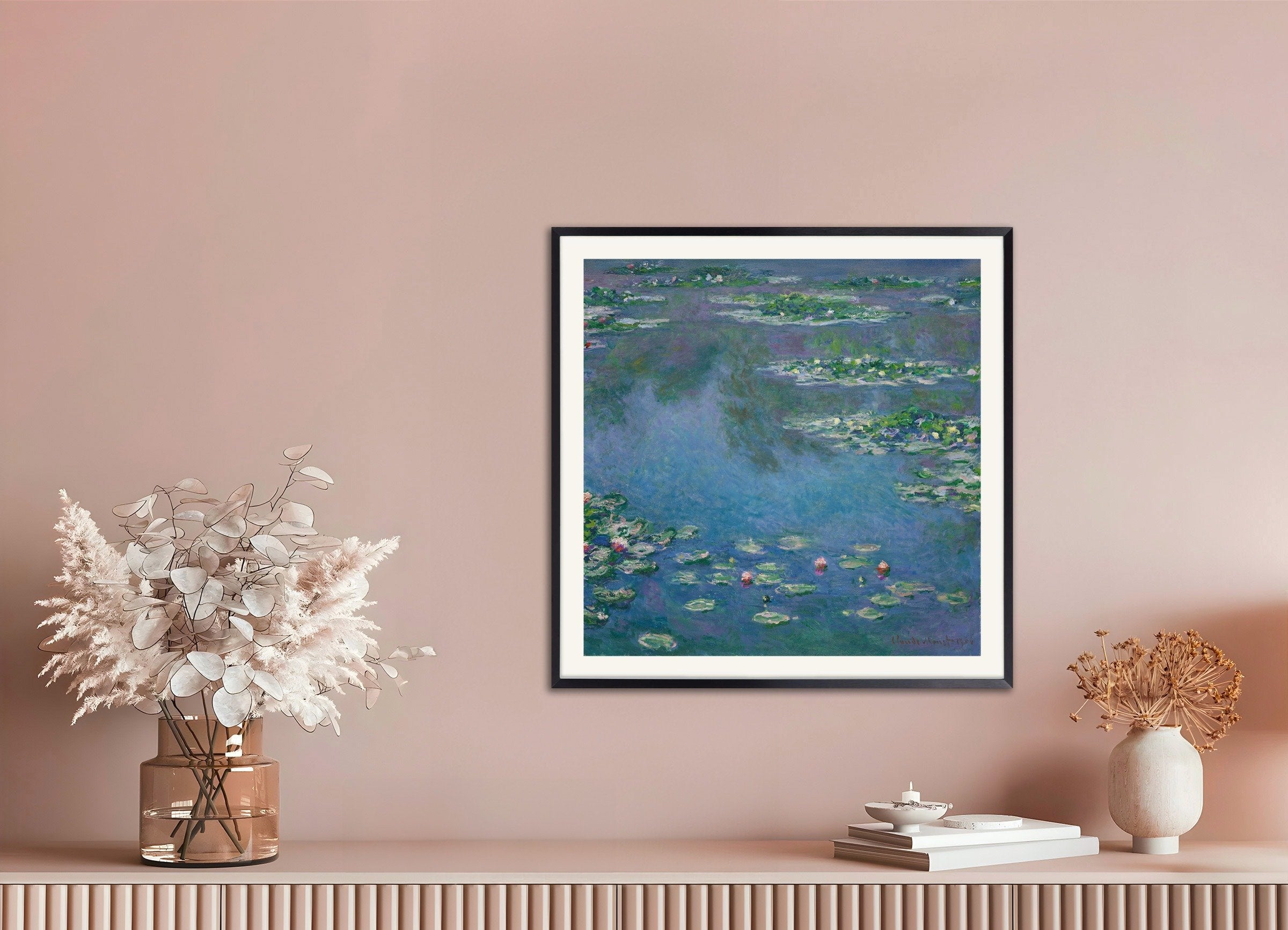 Poster of Claude Monet Water Lillies, with metal frame