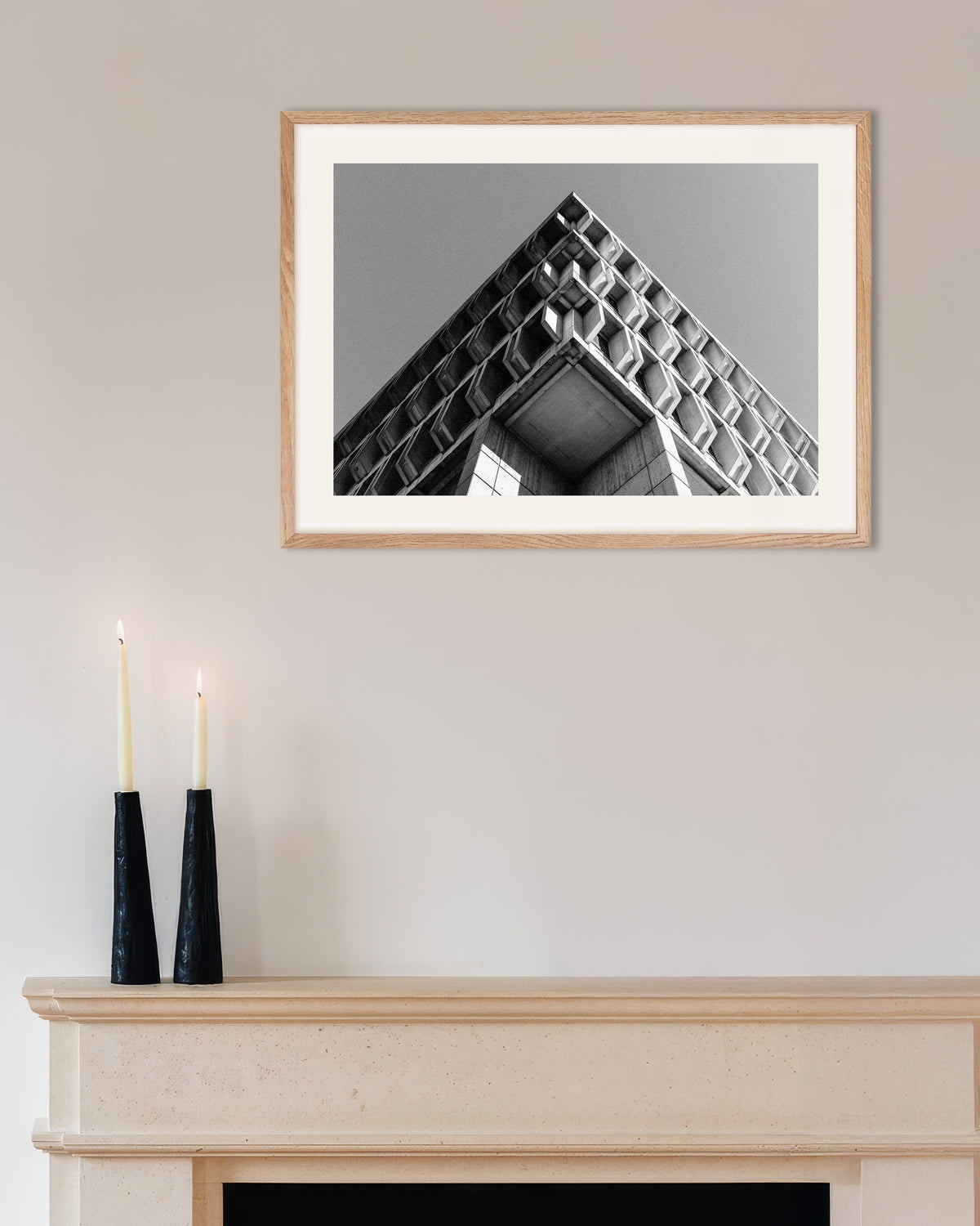 Poster of Coffered Corner in Sharp Perspective, with natural wooden frame
