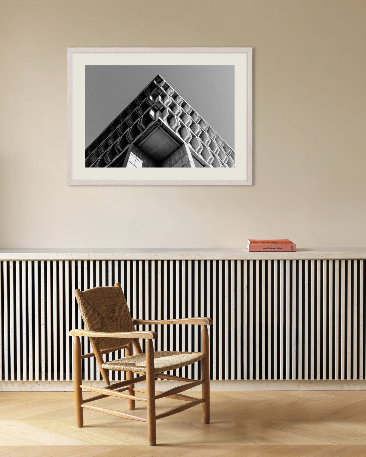Poster of Coffered Corner in Sharp Perspective, with white wooden frame