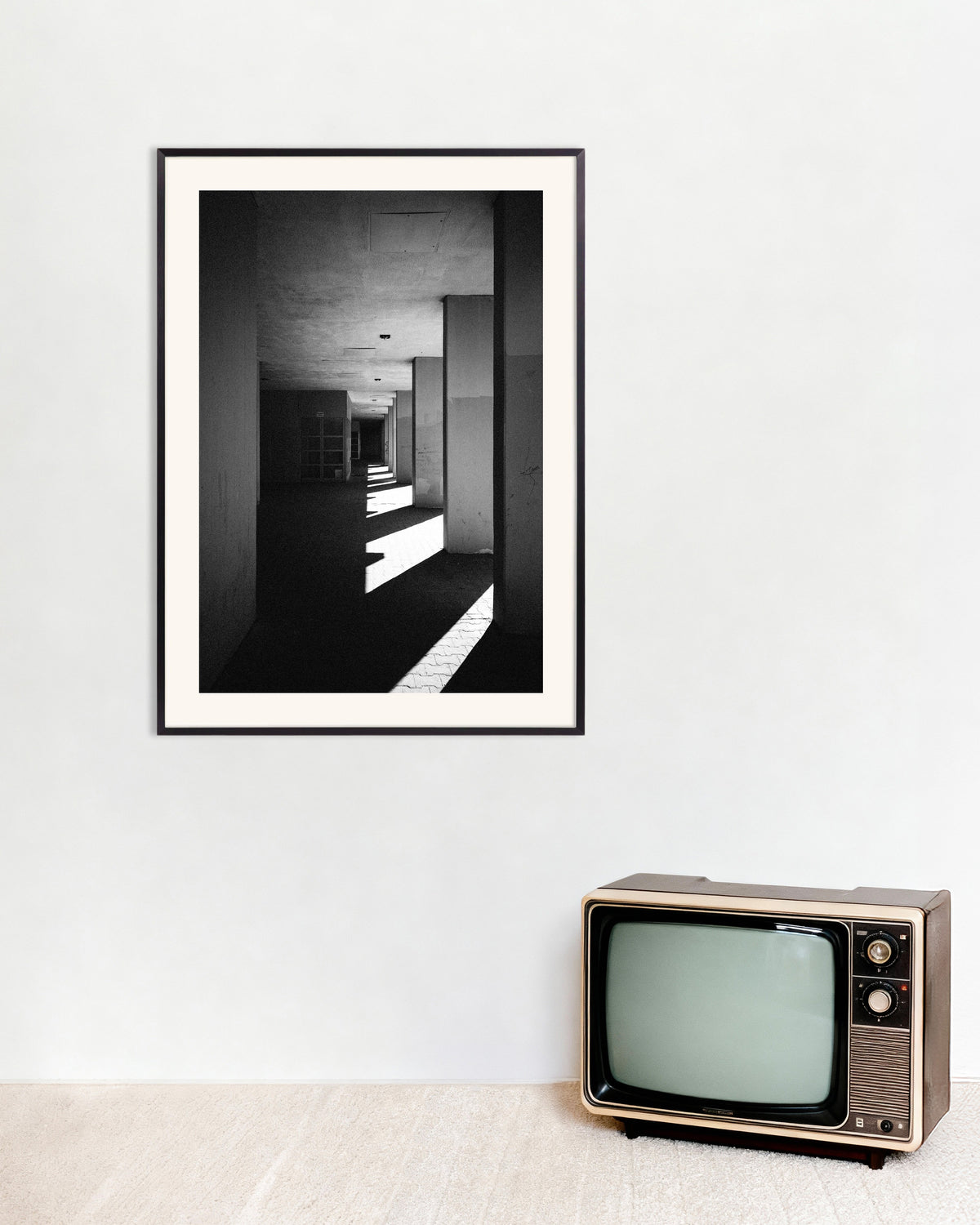 Poster of Colonnade With Sun Stripes, with metal frame
