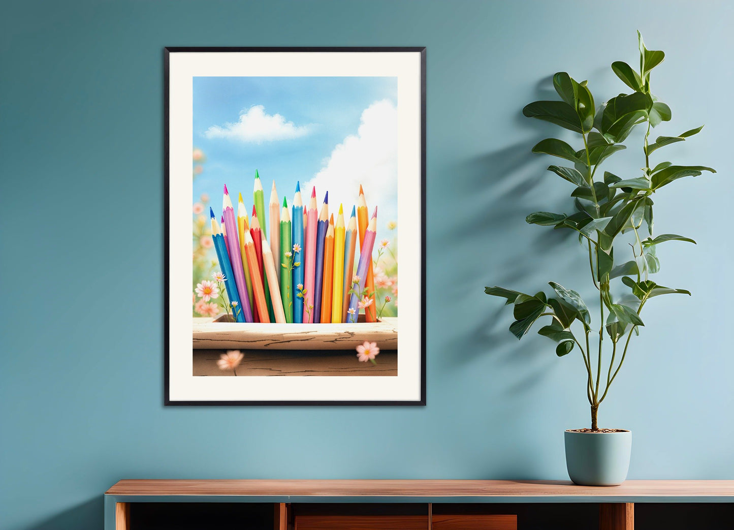 Poster of Colored pencils, with metal frame