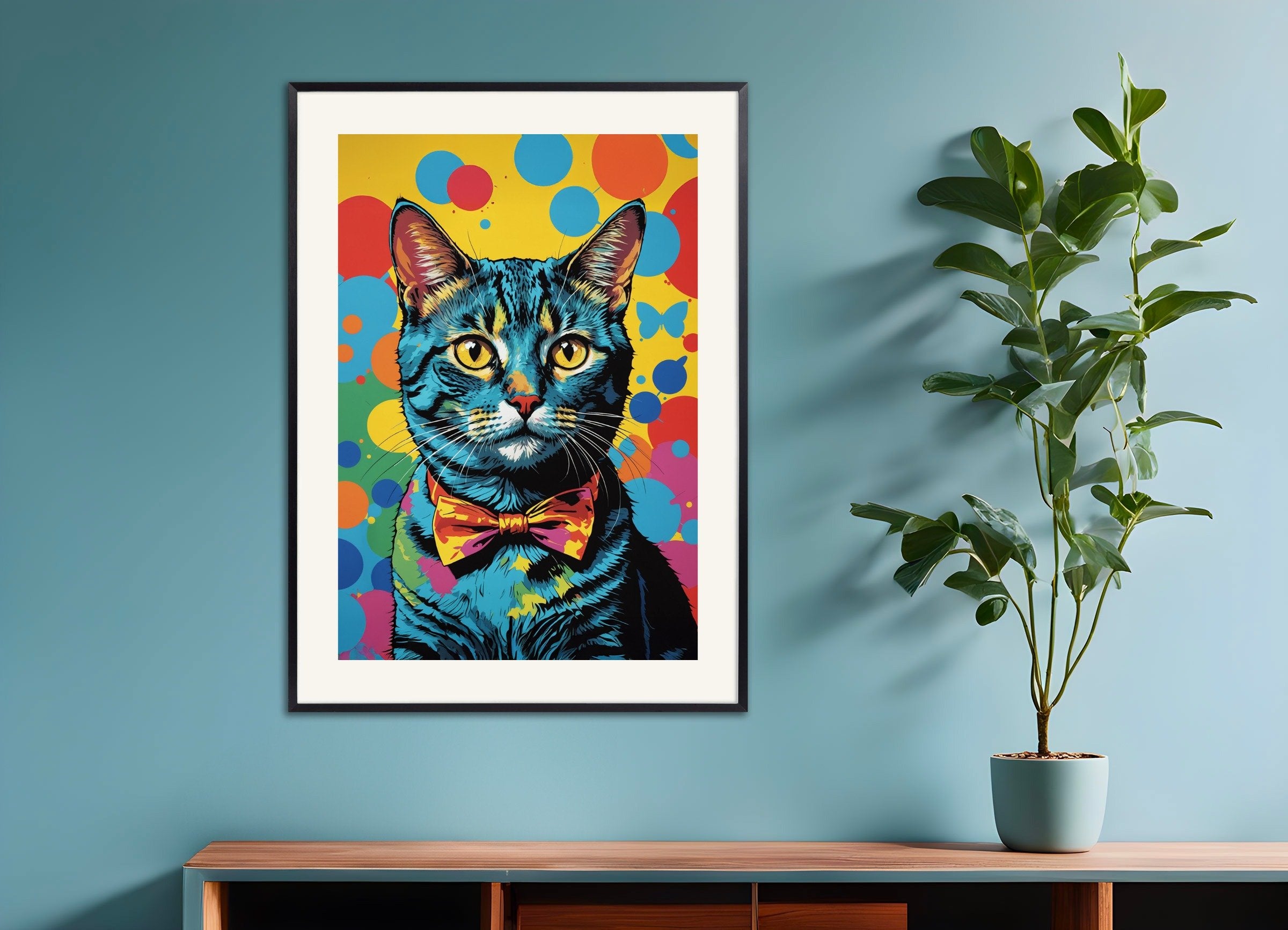 Poster of Colorful cat poster, with metal frame