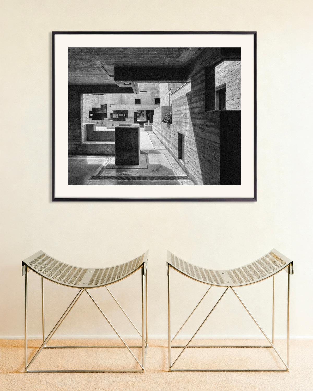 Poster of Concrete Courtyard Through a Frame, with metal frame