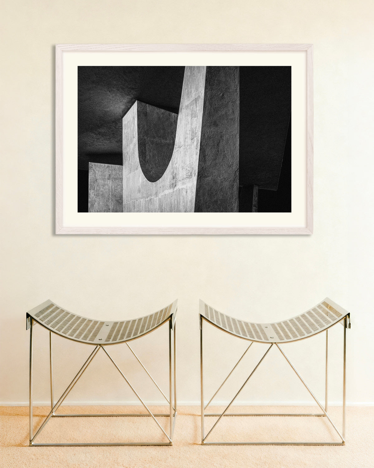 Poster of Concrete U in the Shadows, with white wooden frame
