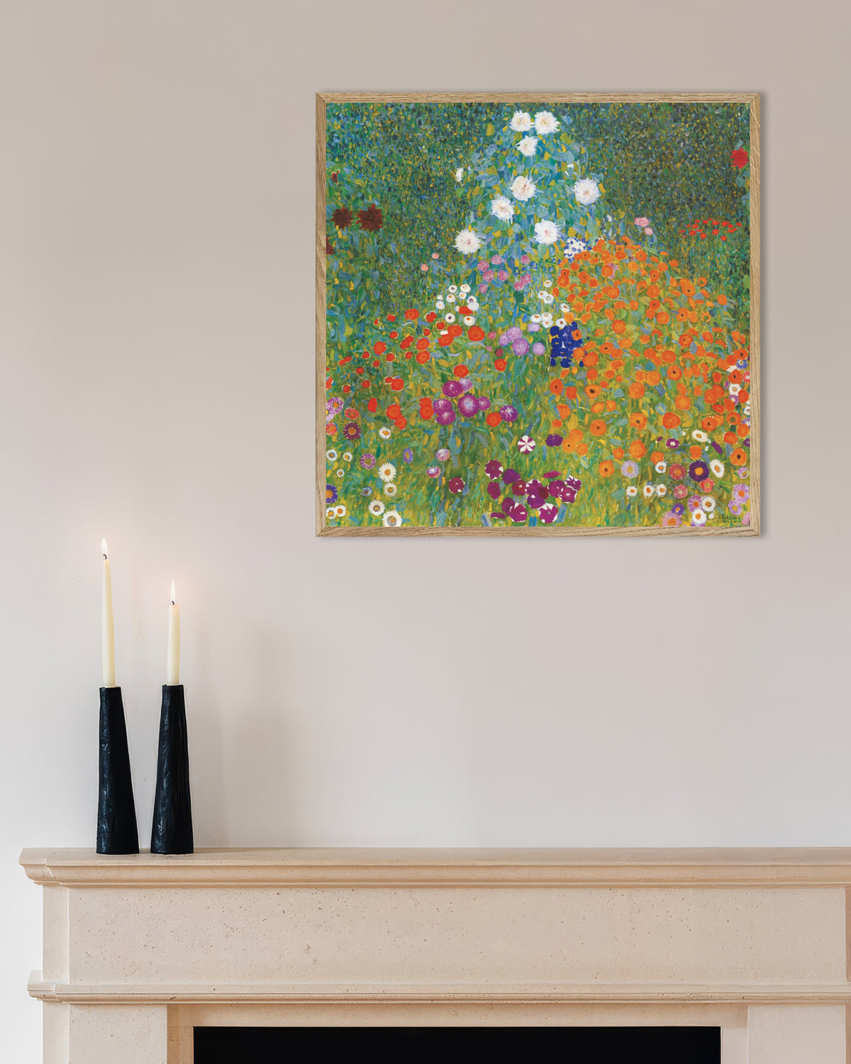 Plakat Bondehage (1905–1907) av Gustav Klimt med ramme i naturtre
