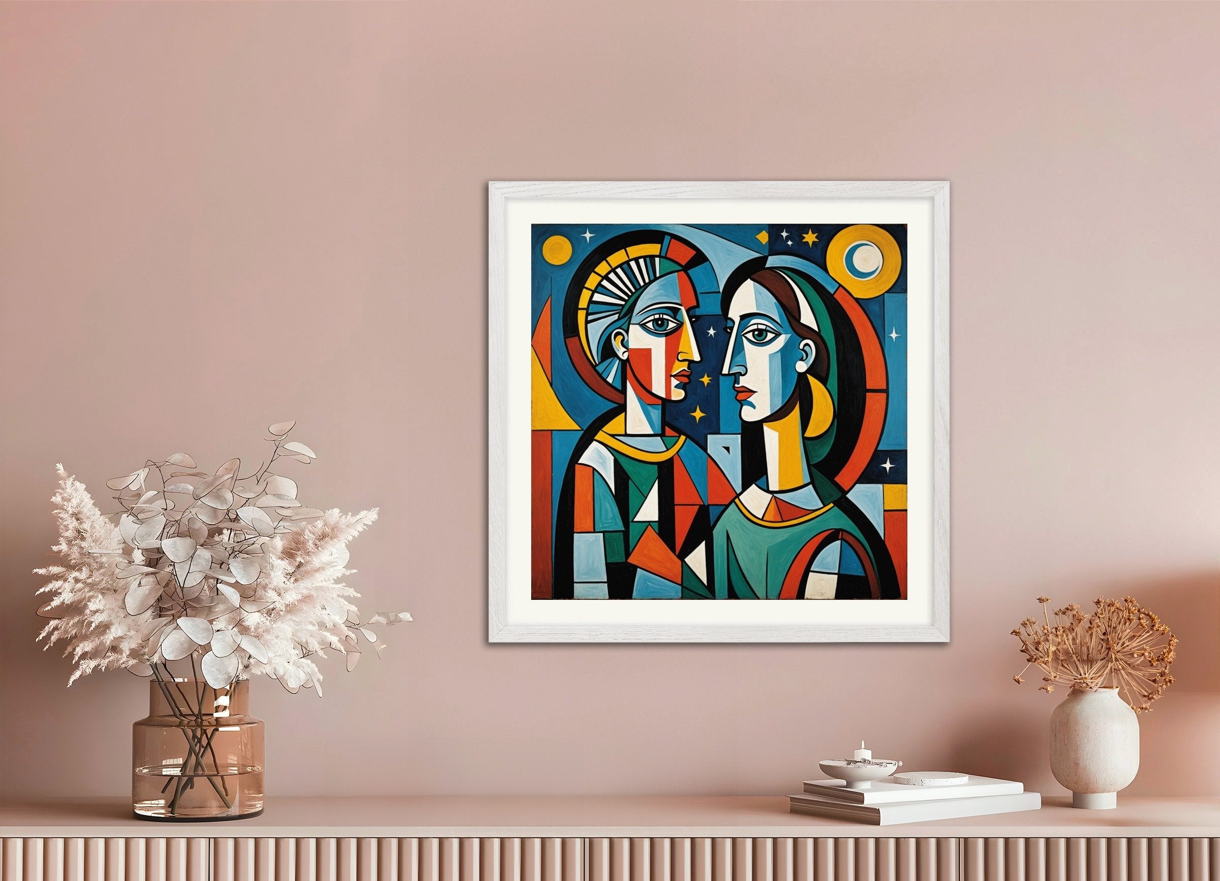 Poster of Cubism, with white wooden frame