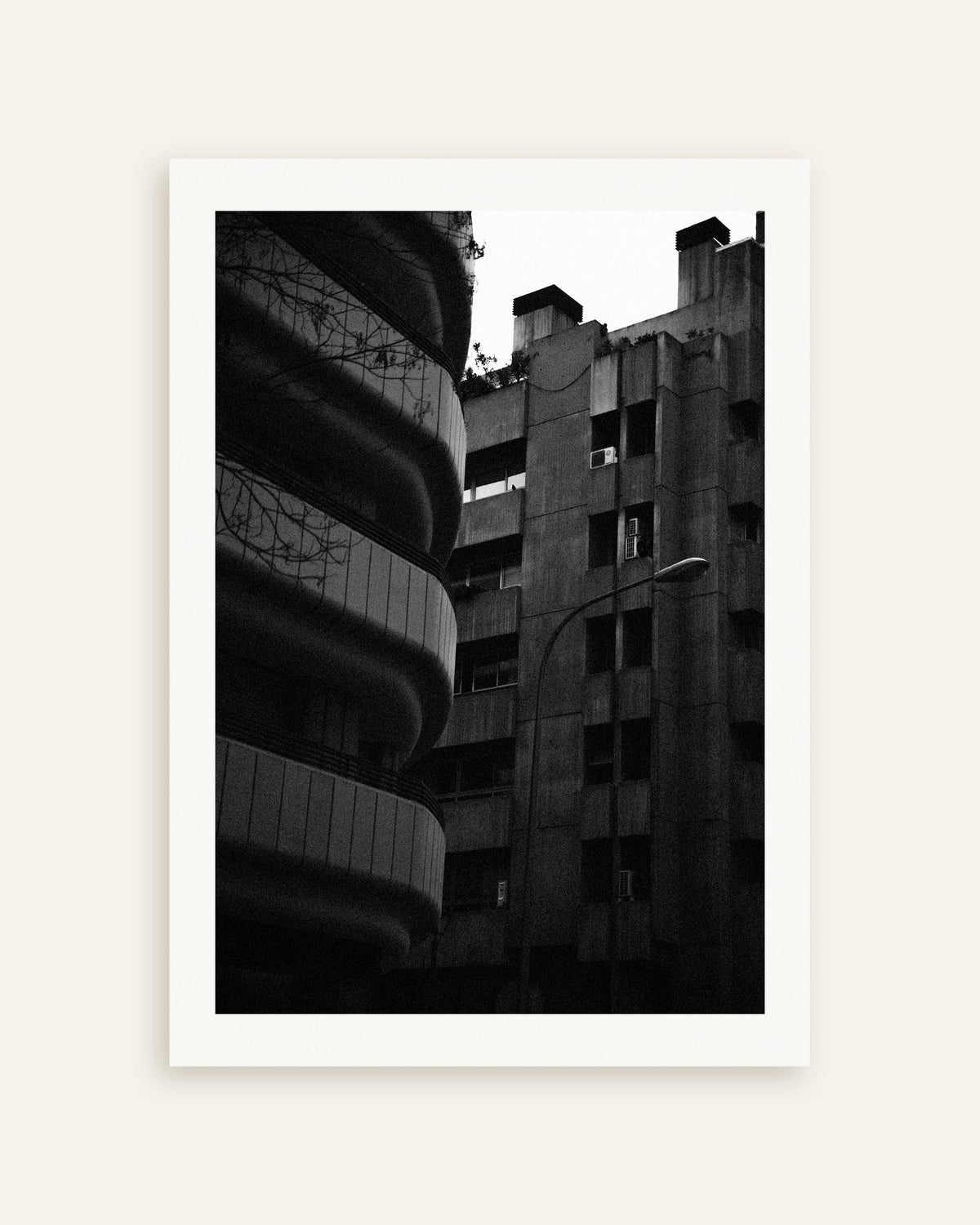 Poster of Curved Facade and Concrete Tower, thumbnail