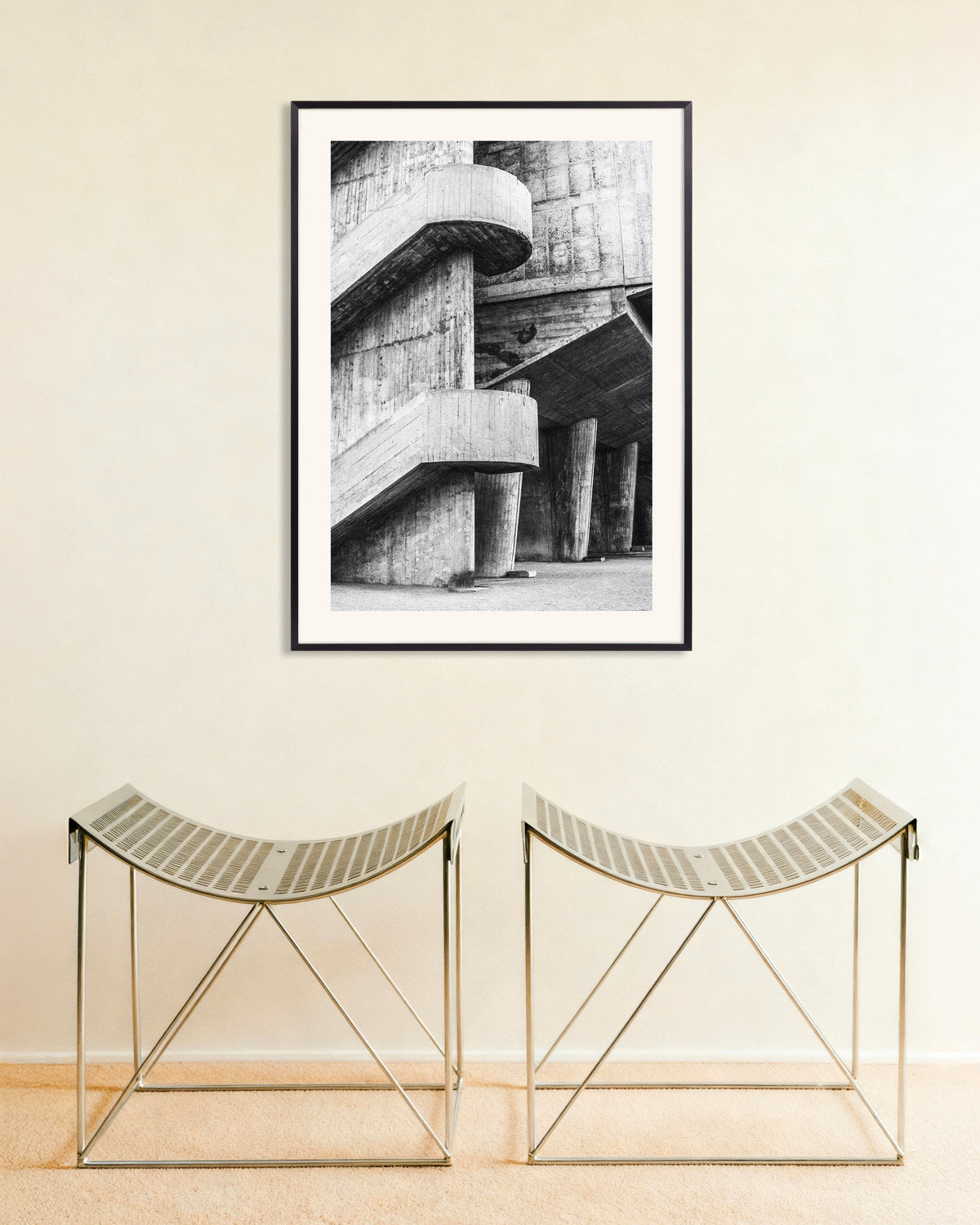 Poster of Curved Ramps and Concrete Columns, with metal frame