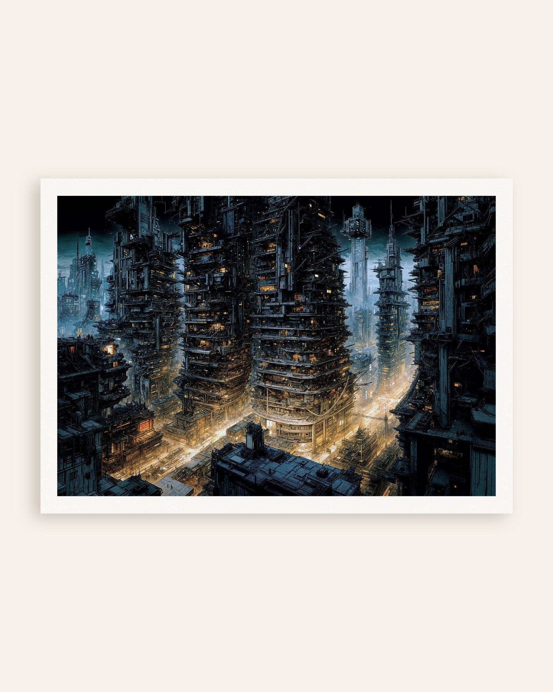Poster of Cybernetic city at night, science-fiction - Poster, thumbnail