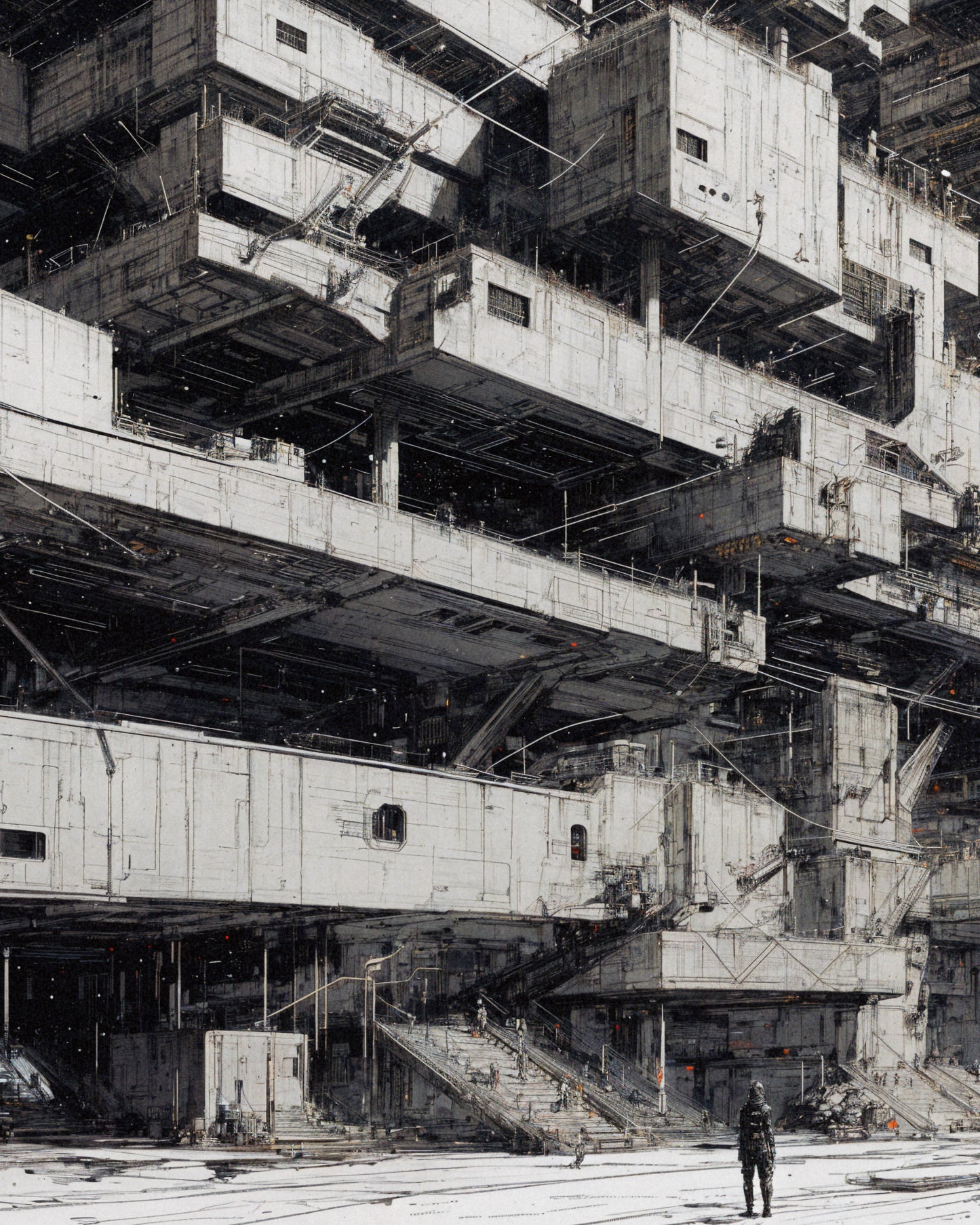 Brutalist architecture, cybernetic city - Poster