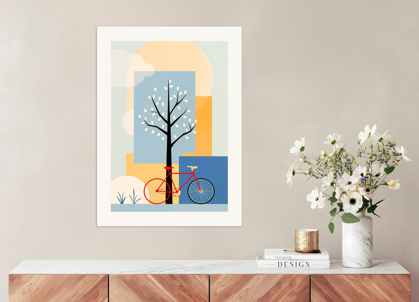 Poster of Cycling poster, geometric abstract art