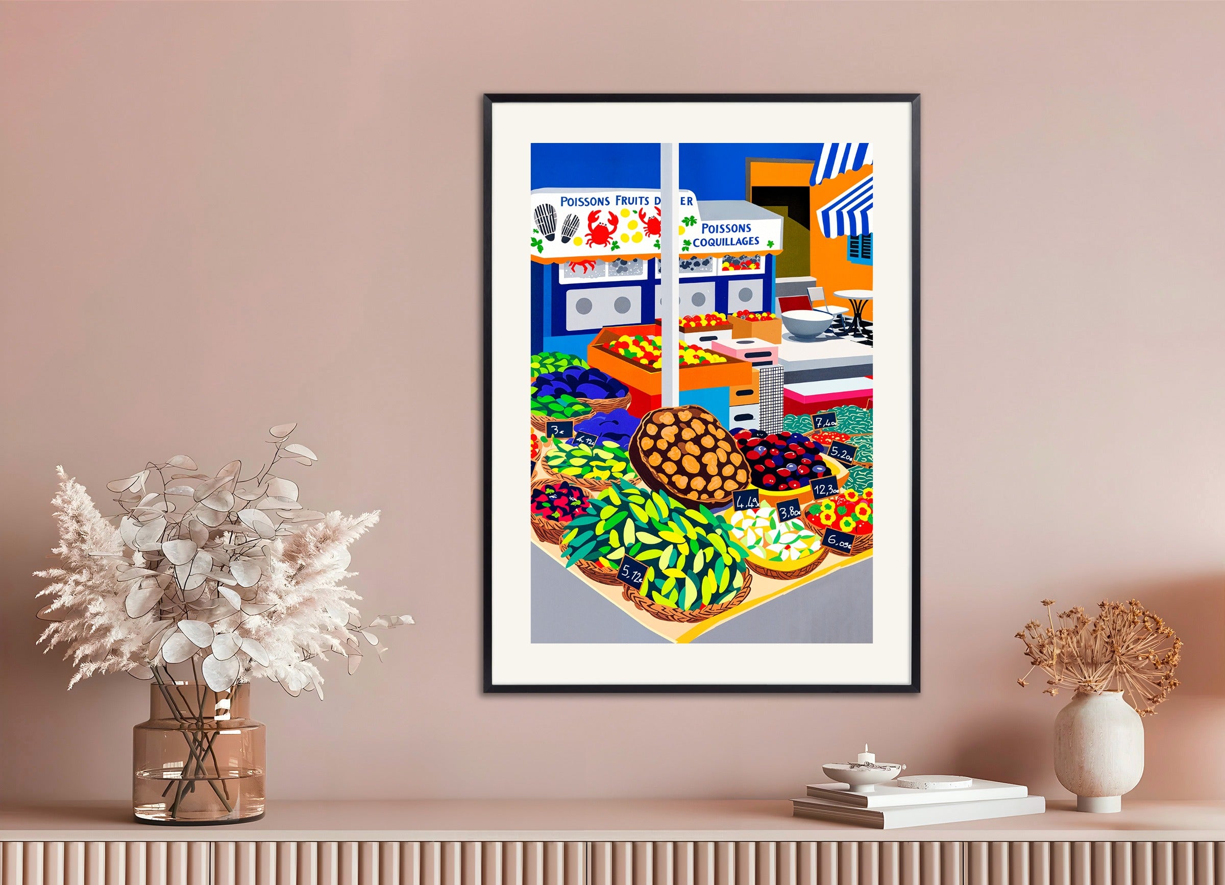 Poster with metal frame: Market and fishmonger