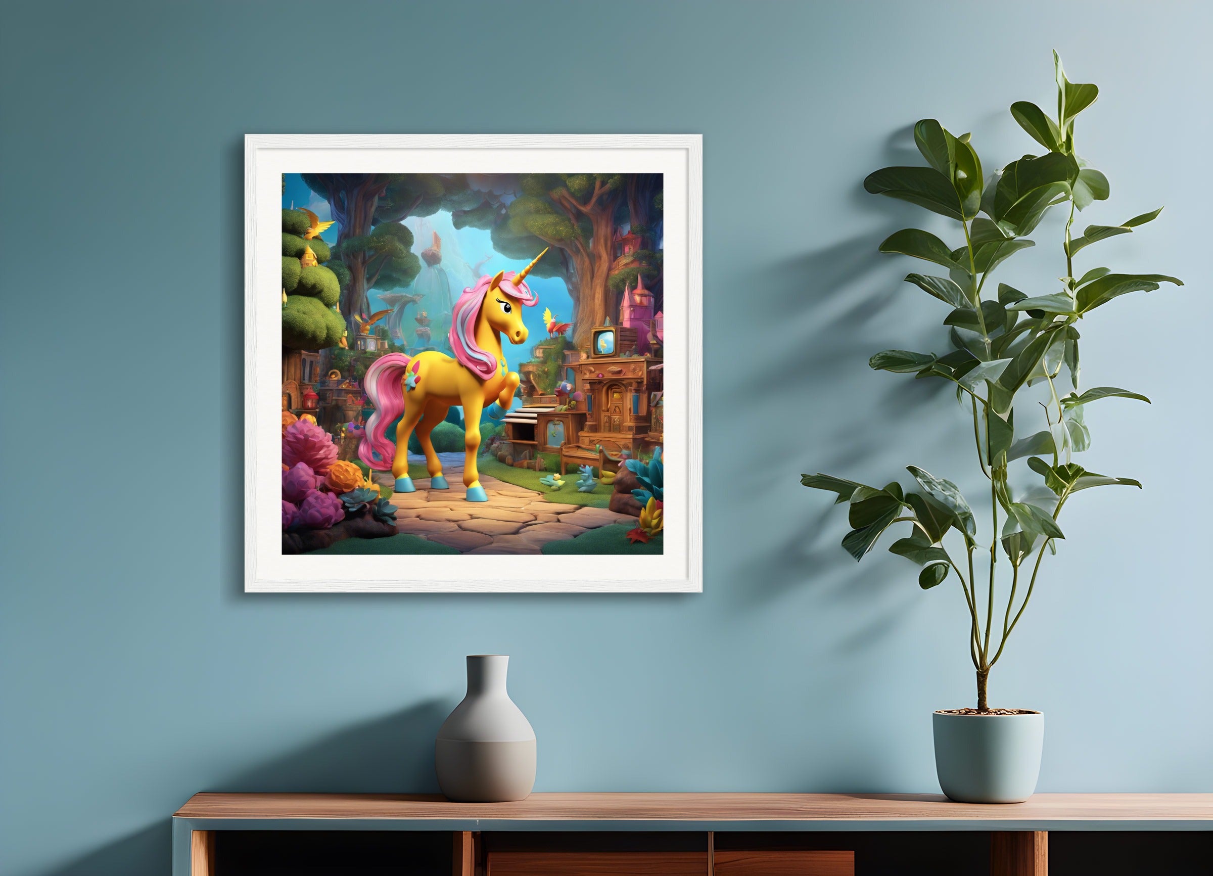 Poster with wood frame: Children's TV program, Unicorn