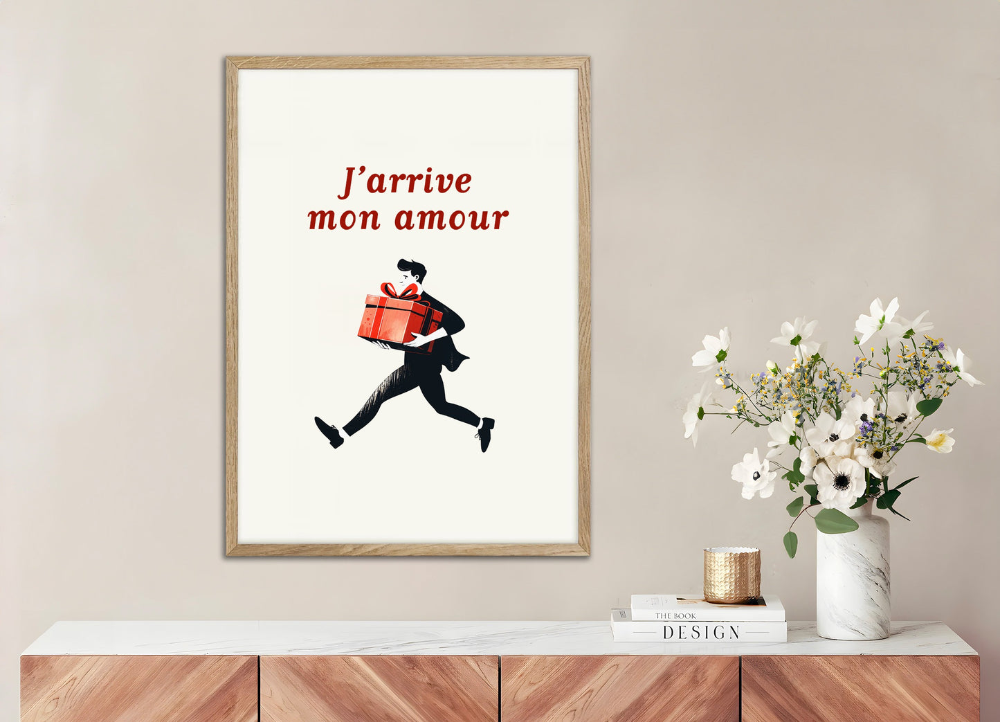 Poster with wood frame: Here I Am Mon Amour - Gift