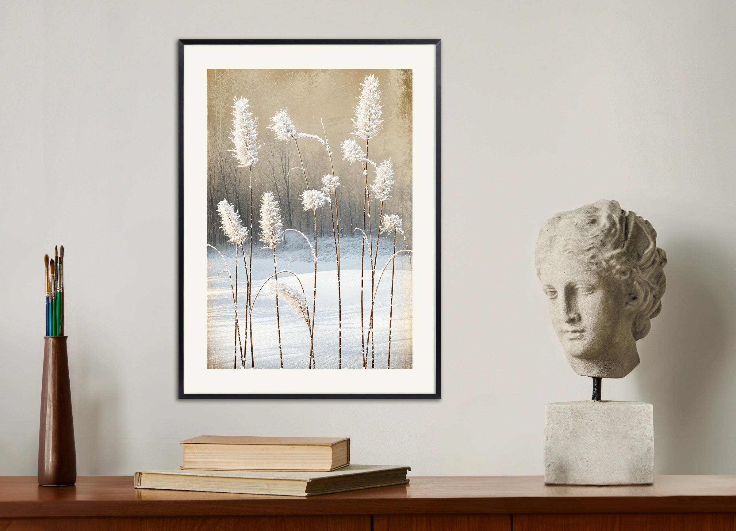 Poster with metal frame: Snow frosted straws