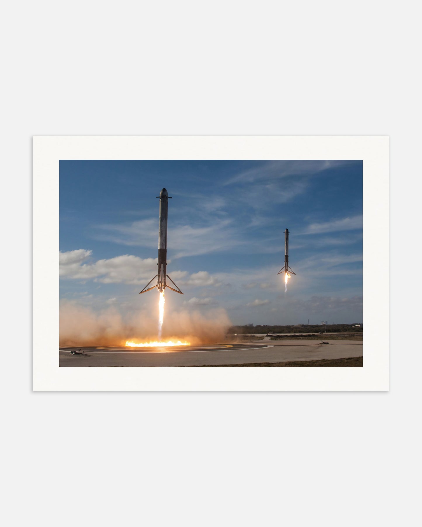 Poster: SpaceX, two rockets landing, none