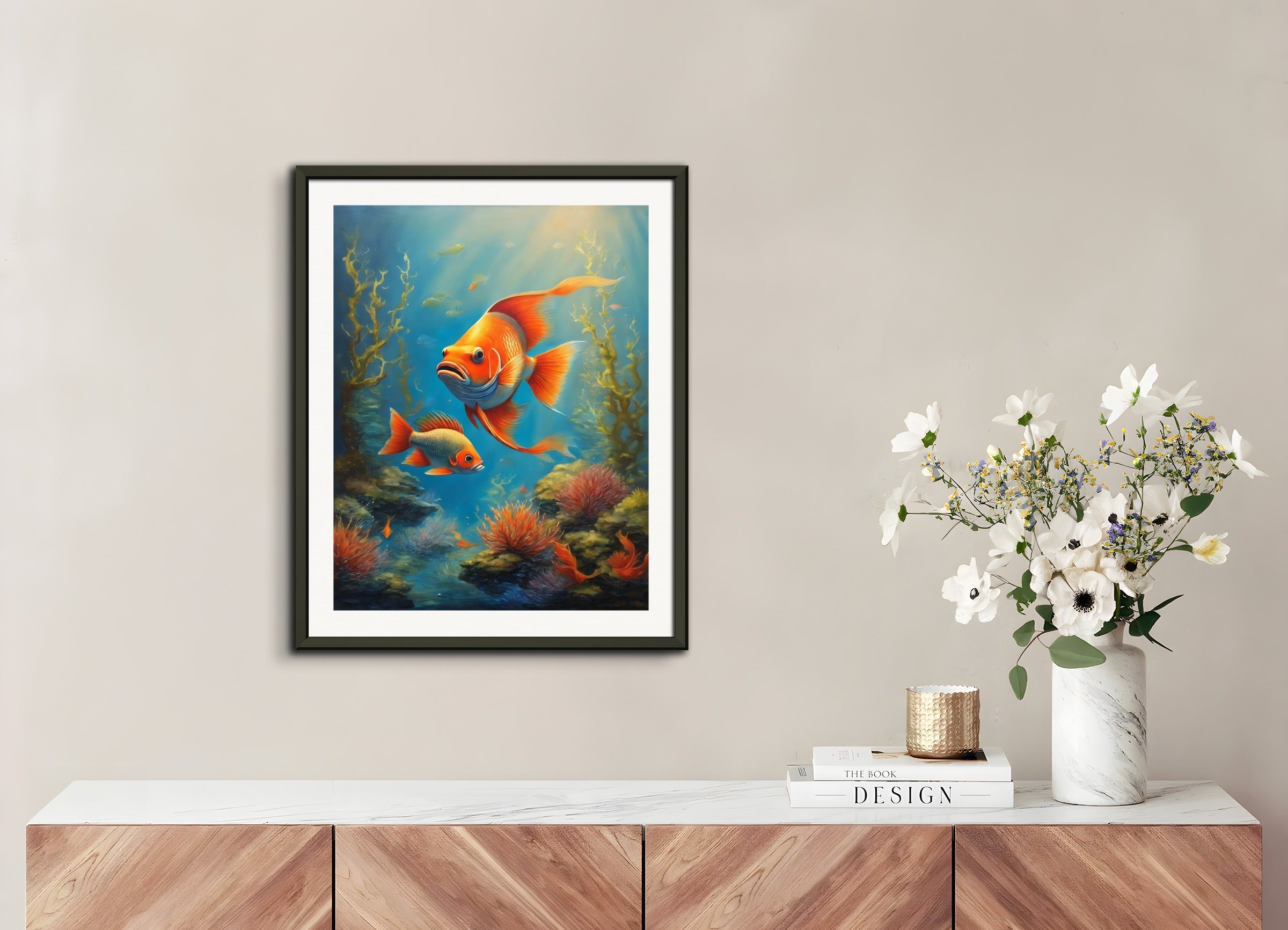 Poster with metal frame: Magical realism, Fish