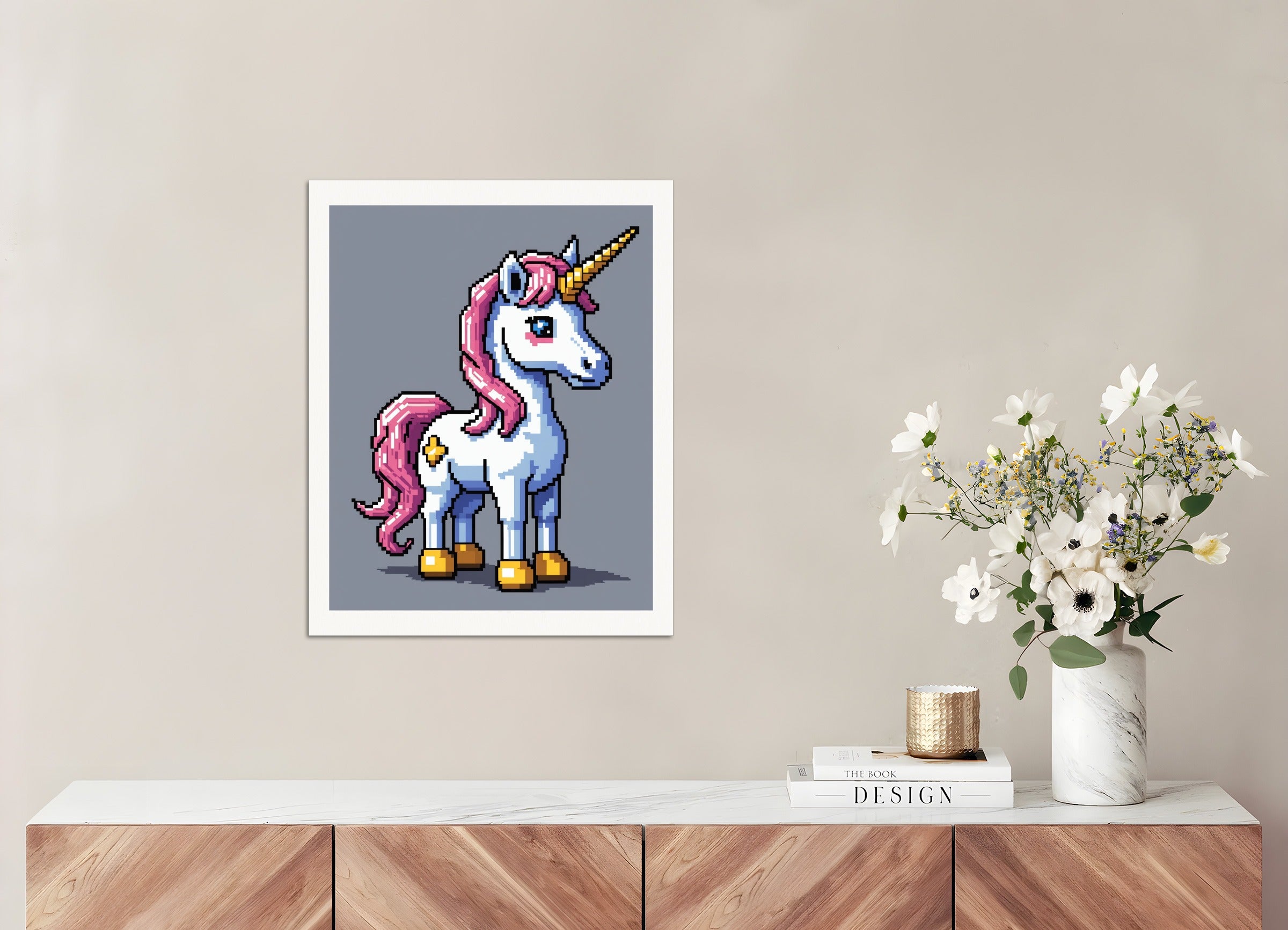 Poster: Pixel Art, Unicorn