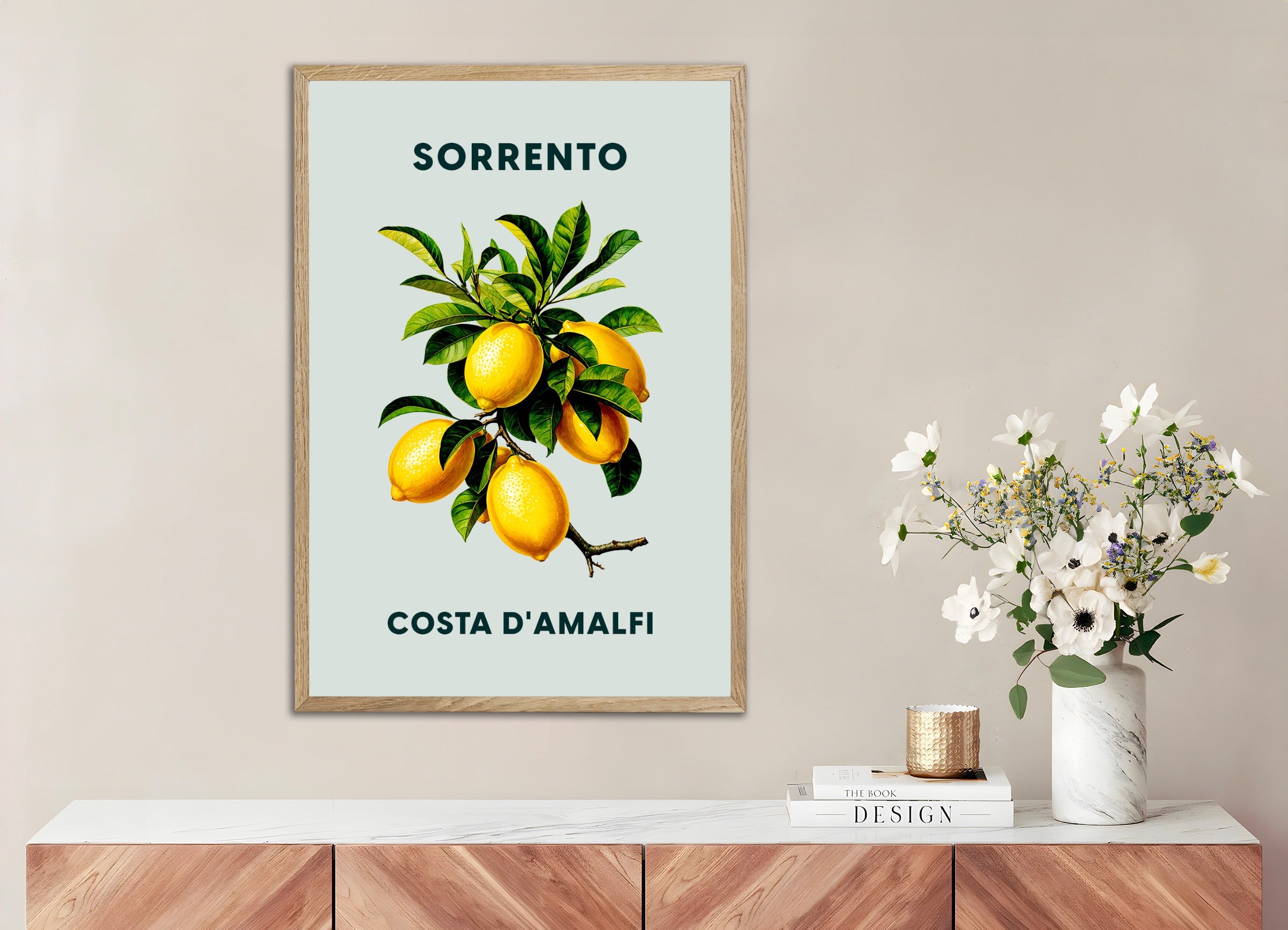 Poster with natural wood frame: Lemons of Sorrento - Amalfi Coast 02