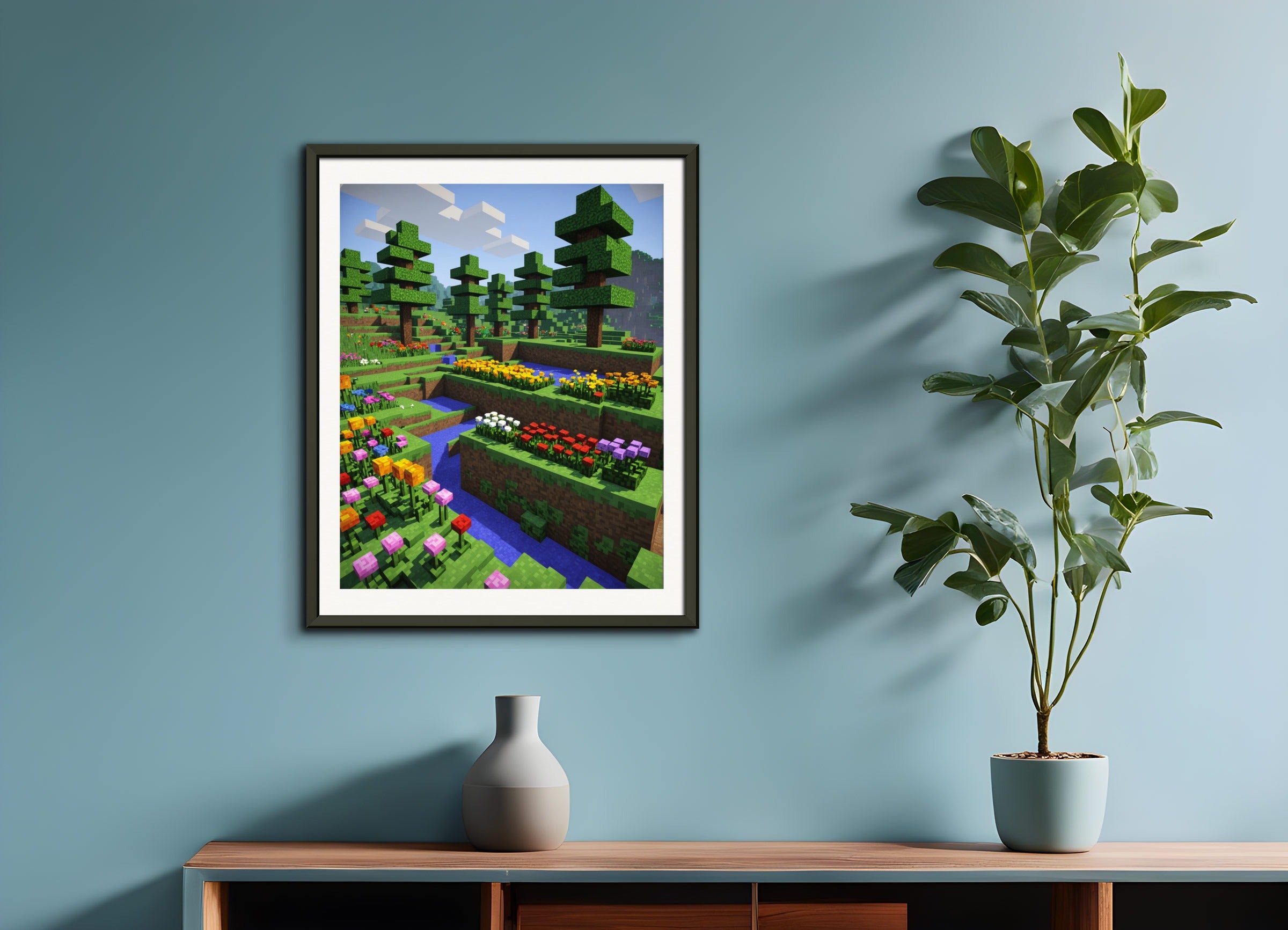 Poster with metal frame: Minecraft, Flower