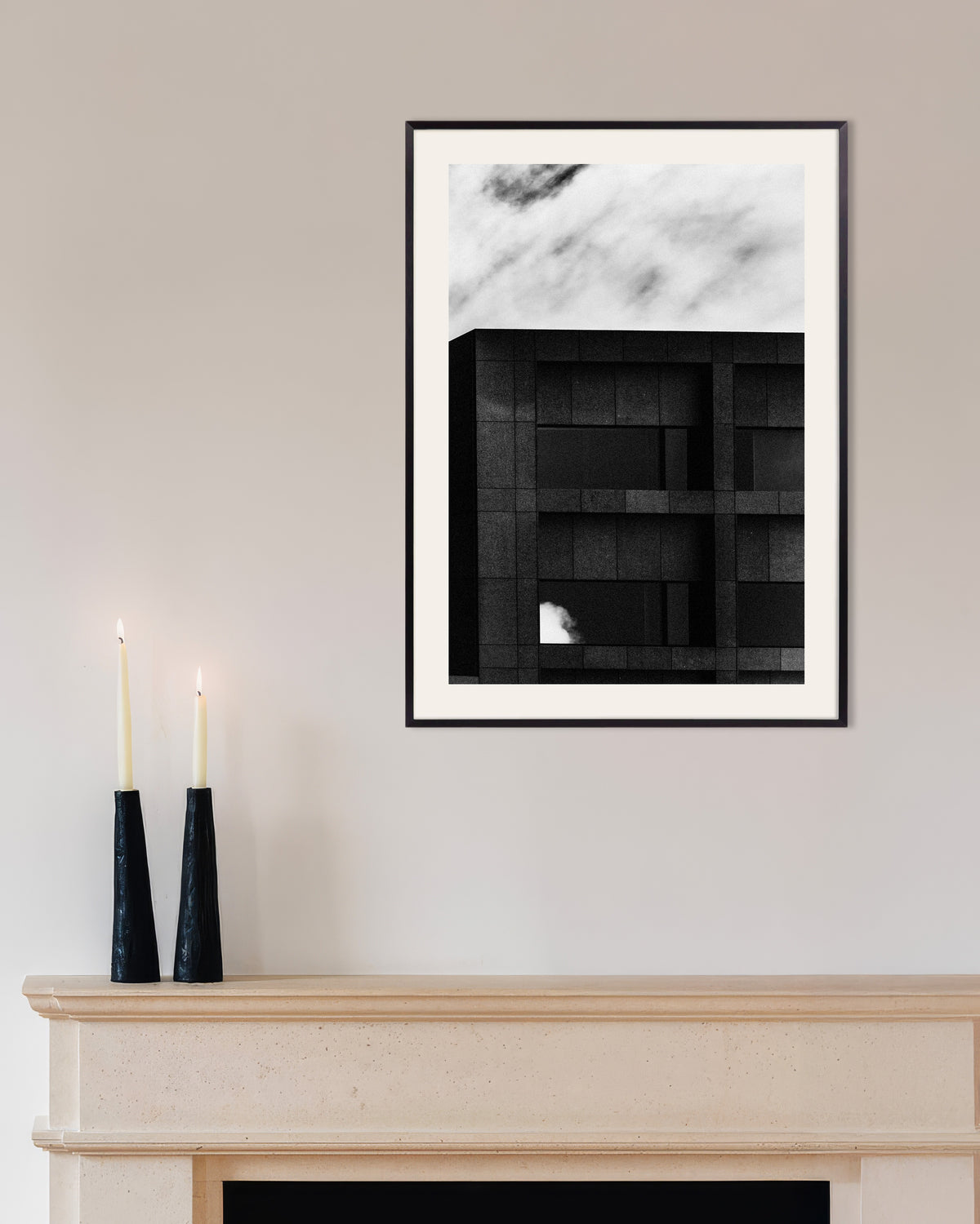 Poster of Dark Facade and Passing Cloud, with metal frame