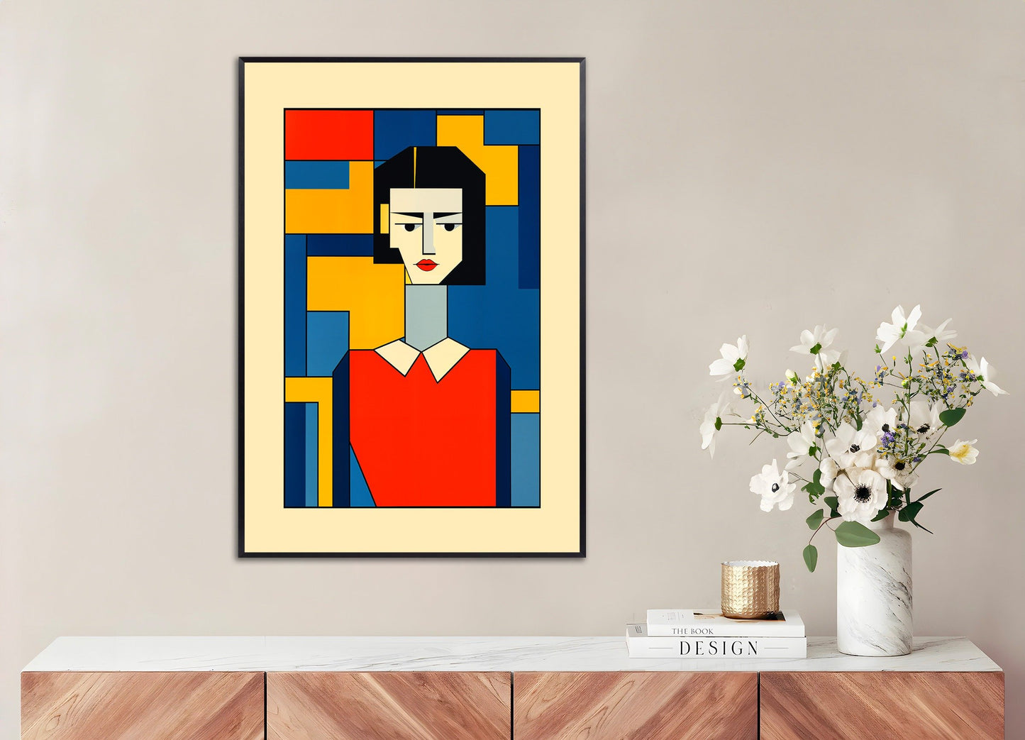 Poster of De Stijl, portrait de Justine, with metal frame