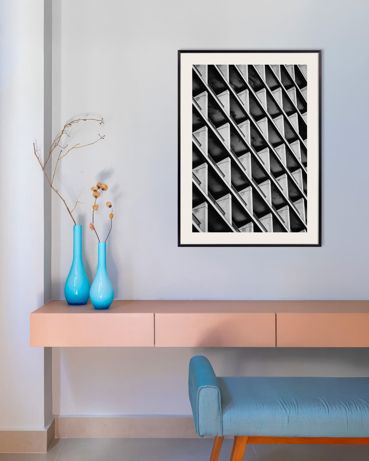 Plakat «Diagonal rytme av balkonger» med metallramme