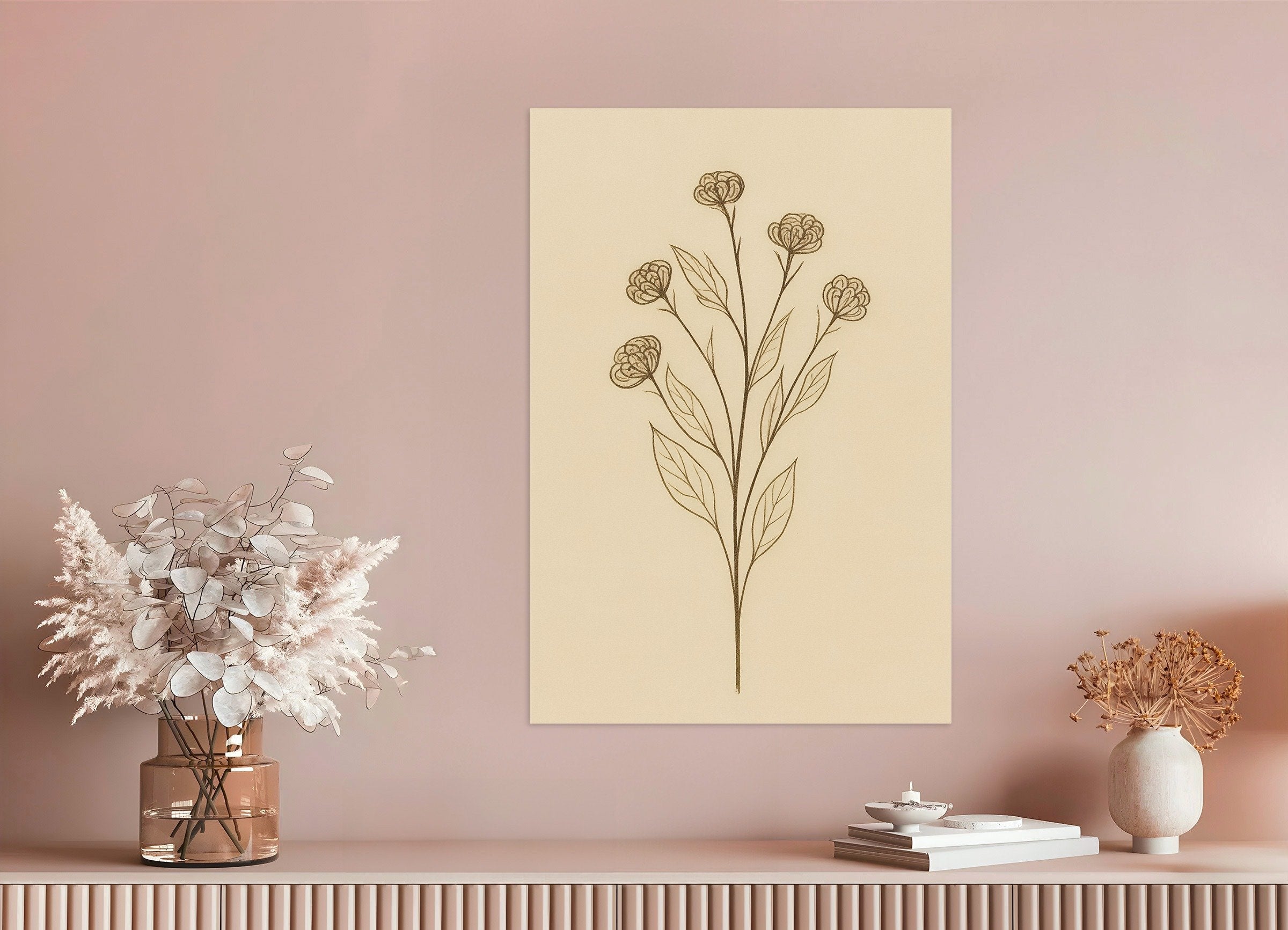 Poster of Dried Statice Poster – Autumn Botanical Art