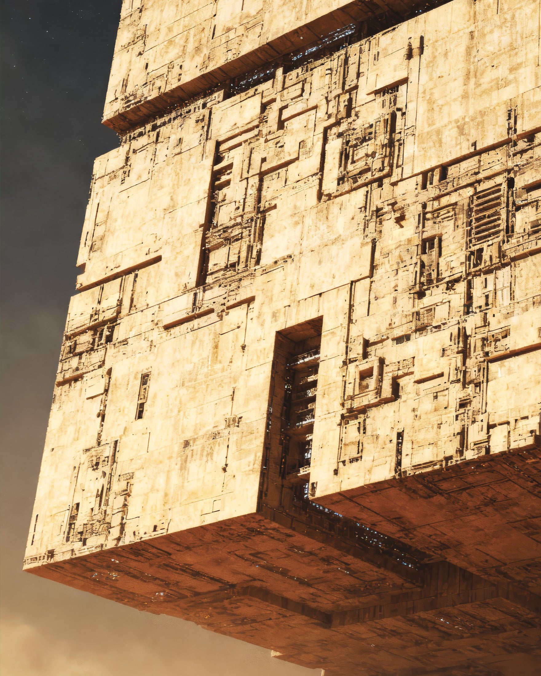 Colossal Desert Cube, Dune, Sci-Fi Megastructure Art Print
